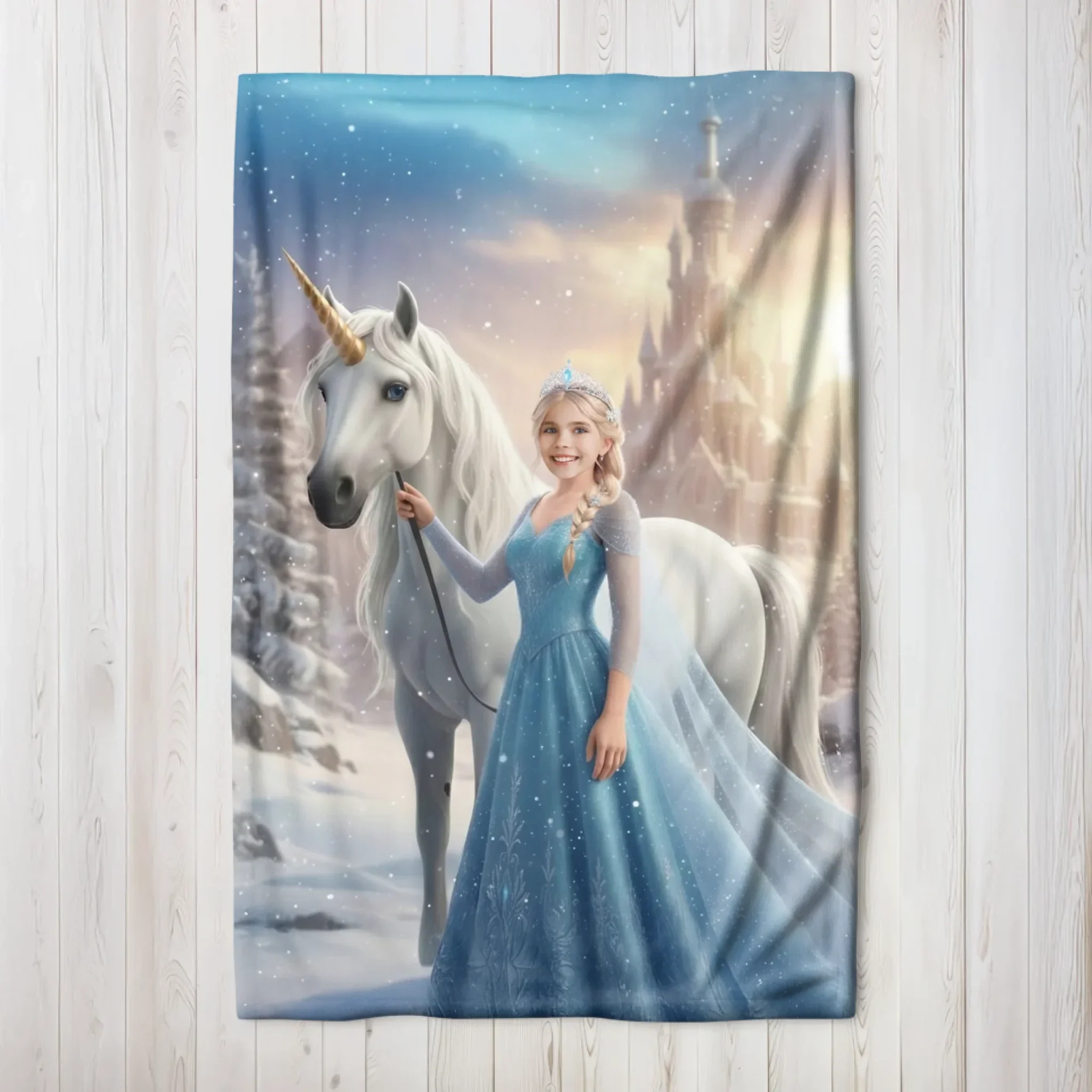 Personalized Blanket – Ice Queen Princess With White Horse - Image 6