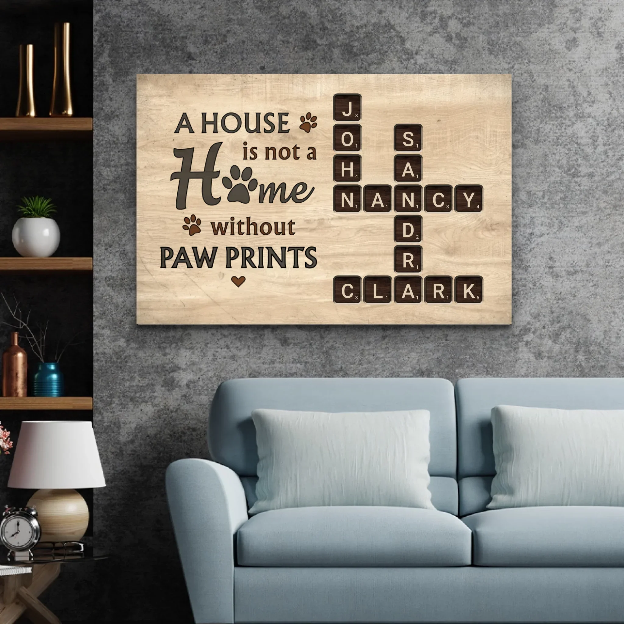 Personalized Canvas “A house is not a home without paw prints - wooden look" - Image 4