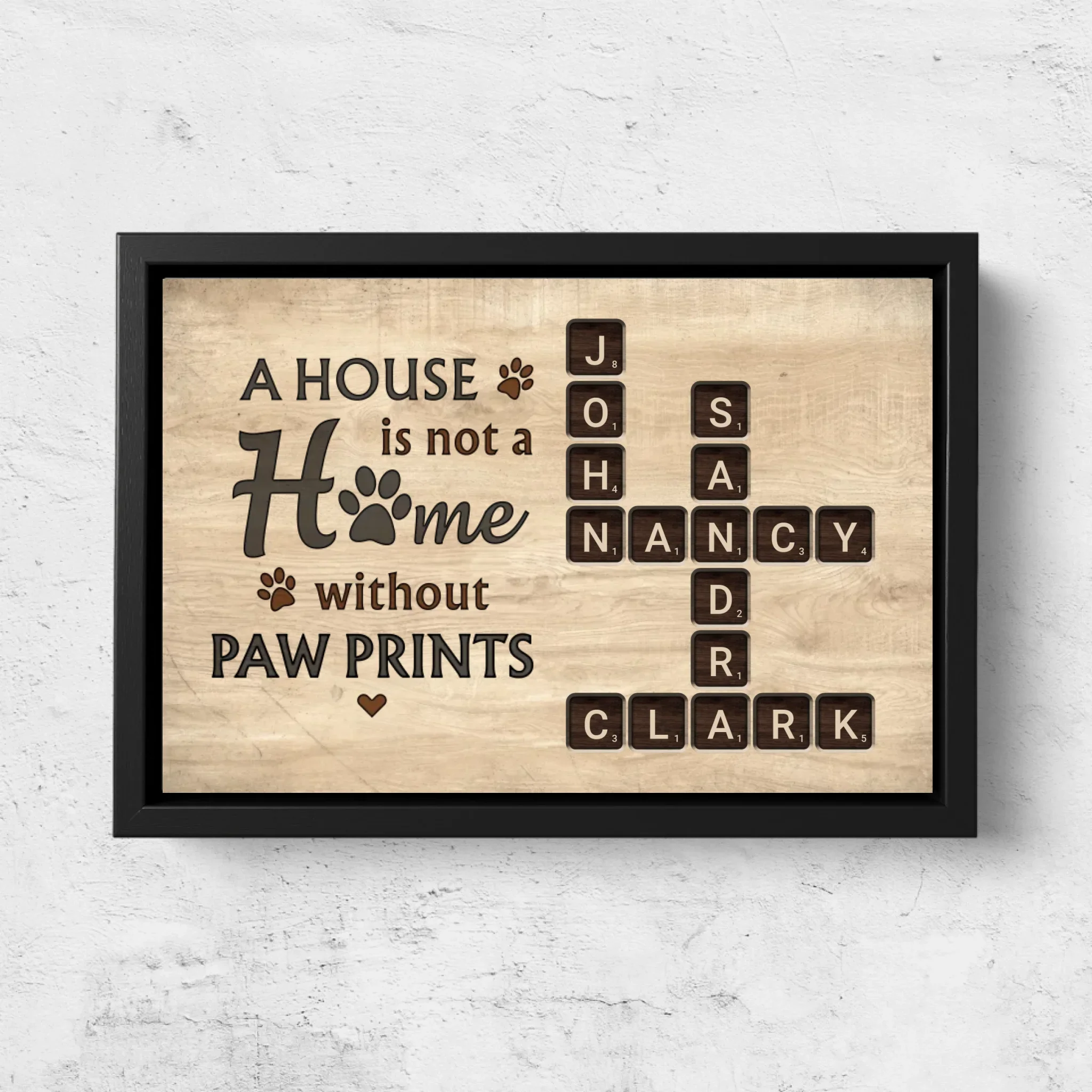 Personalized Canvas “A house is not a home without paw prints - wooden look" - Image 5