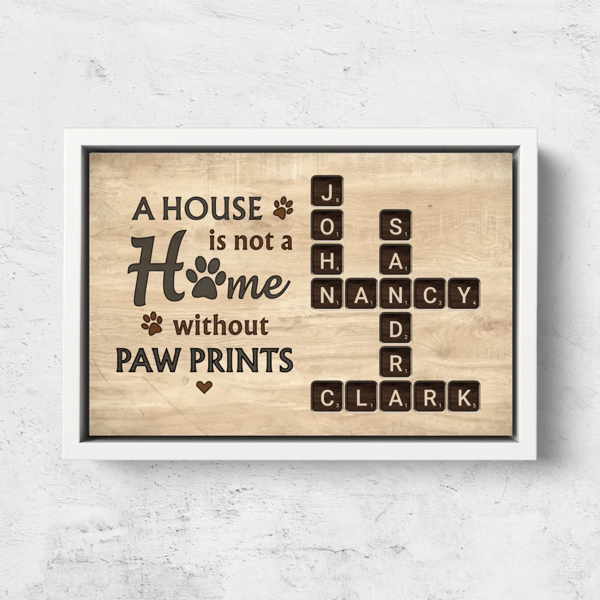 Personalized Canvas “A house is not a home without paw prints - wooden look" - Image 7