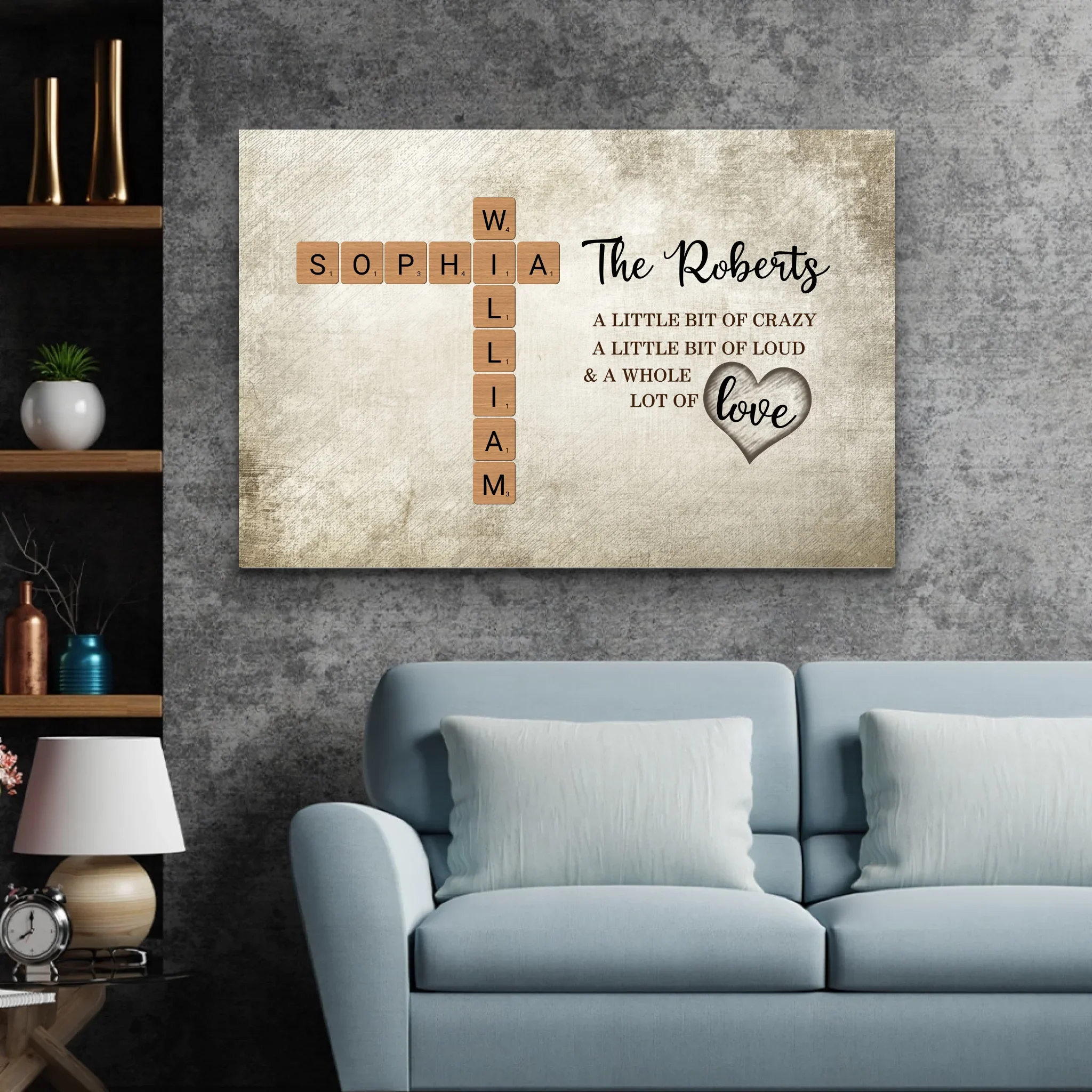 Personalized Canvas "A little bit of crazy, a little bit of loud and a hole lot of love - Crossword Art" - Image 4