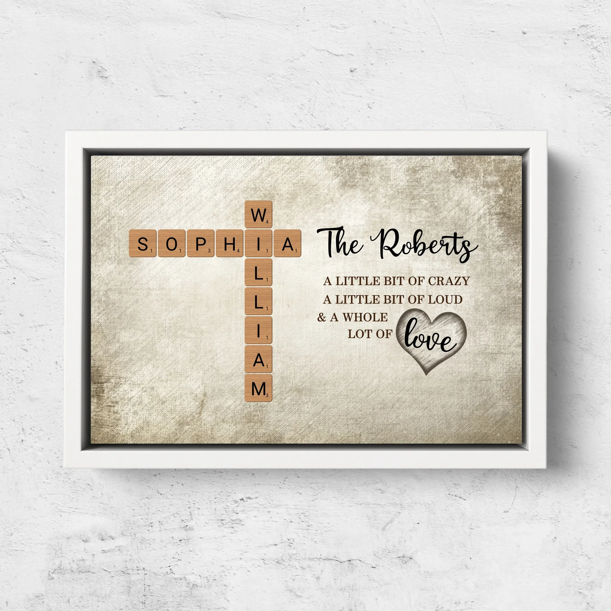 Personalized Canvas "A little bit of crazy, a little bit of loud and a hole lot of love - Crossword Art" - Image 7