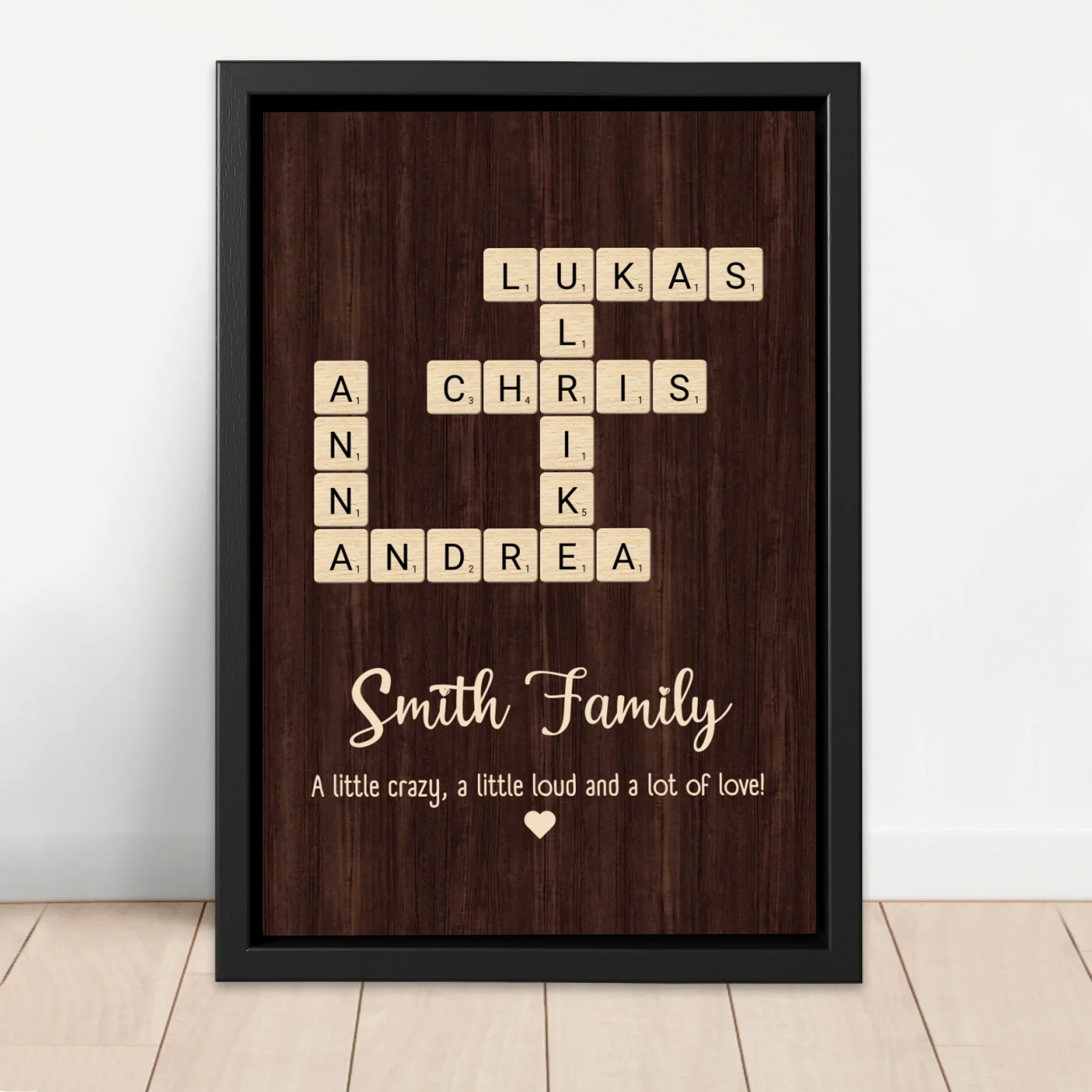 Personalized Canvas "A little bit of crazy, a little bit of loud and a hole lot of love - Vertical Crossword Art" - Image 4
