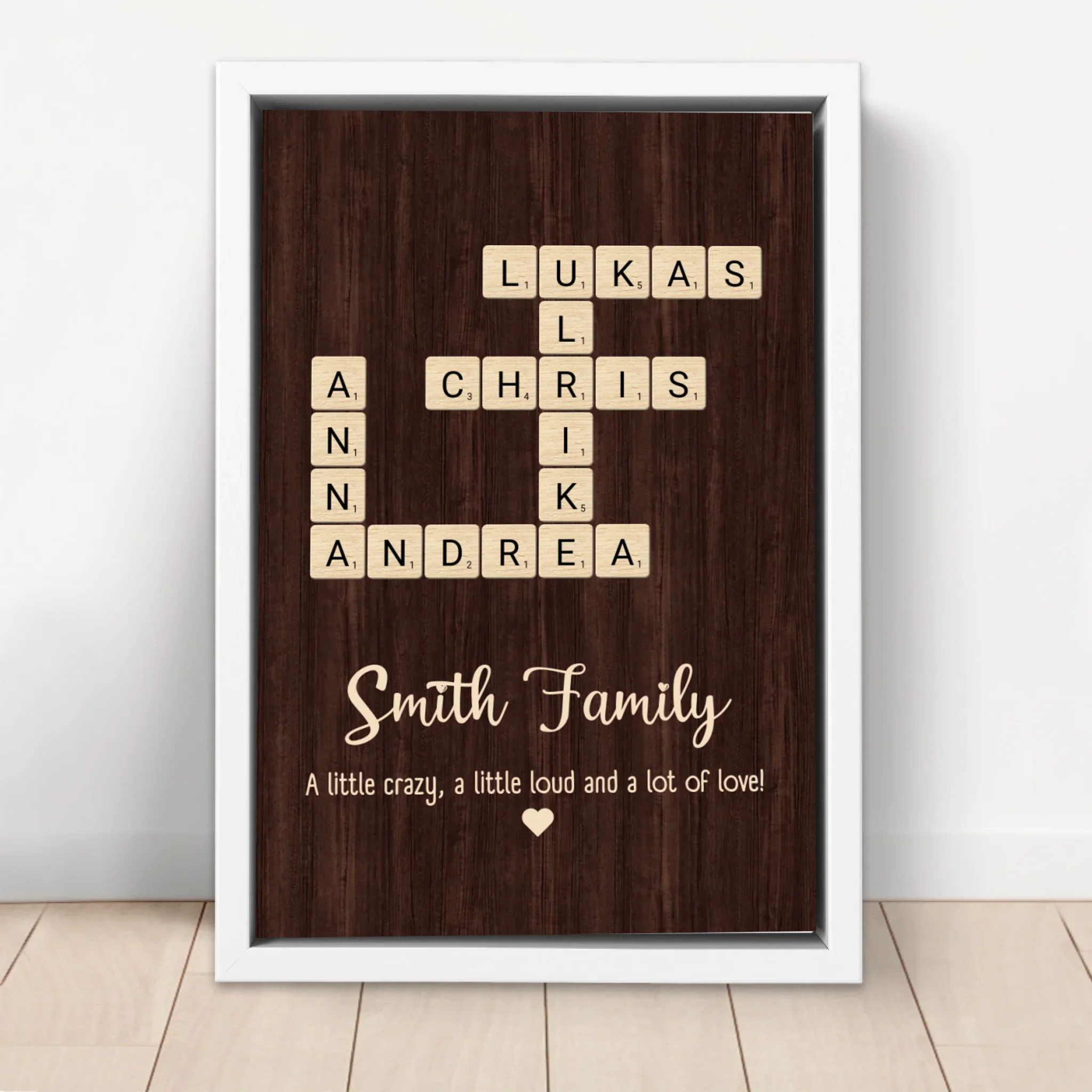 Personalized Canvas "A little bit of crazy, a little bit of loud and a hole lot of love - Vertical Crossword Art" - Image 6