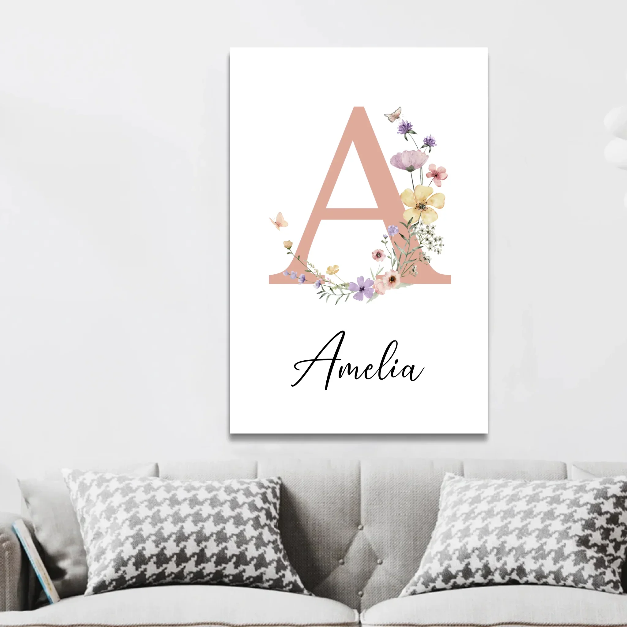 Personalized Canvas – Baby Floral Initial Name Sign - Image 3