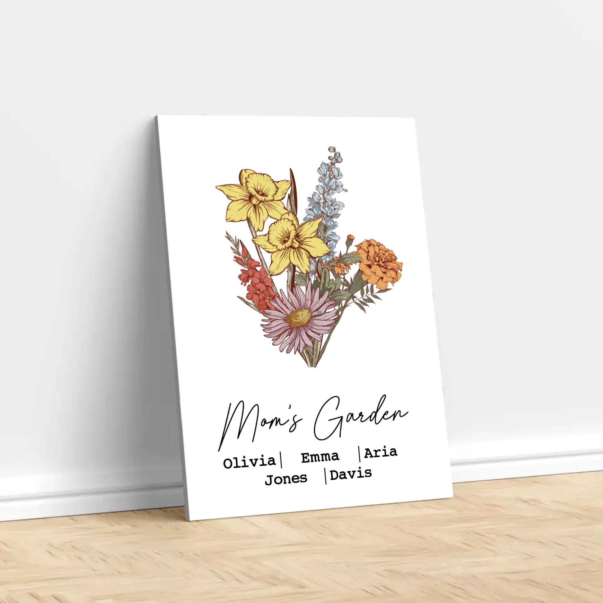 Personalized Canvas "Bouquet of birth flowers" - Image 2