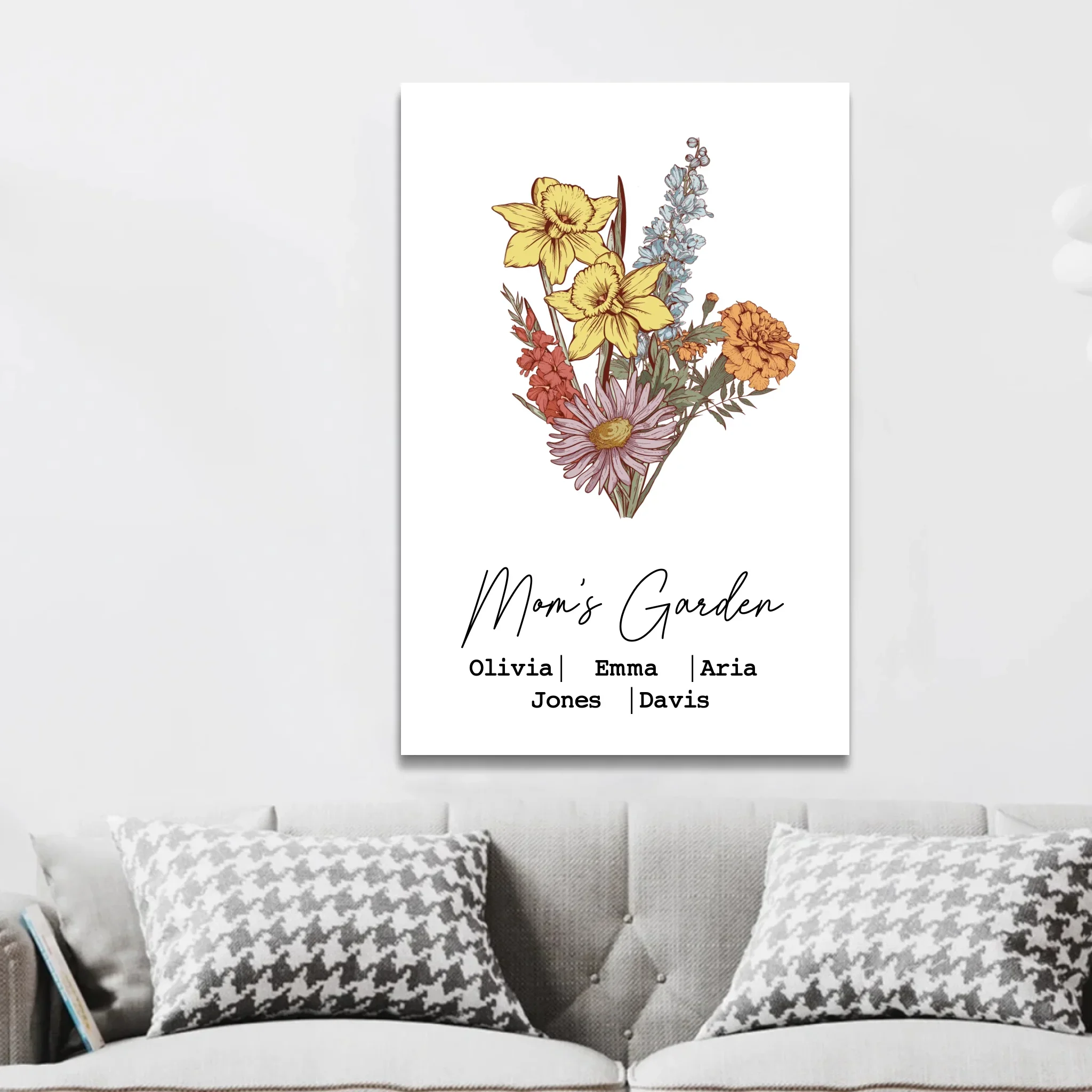 Personalized Canvas "Bouquet of birth flowers" - Image 3