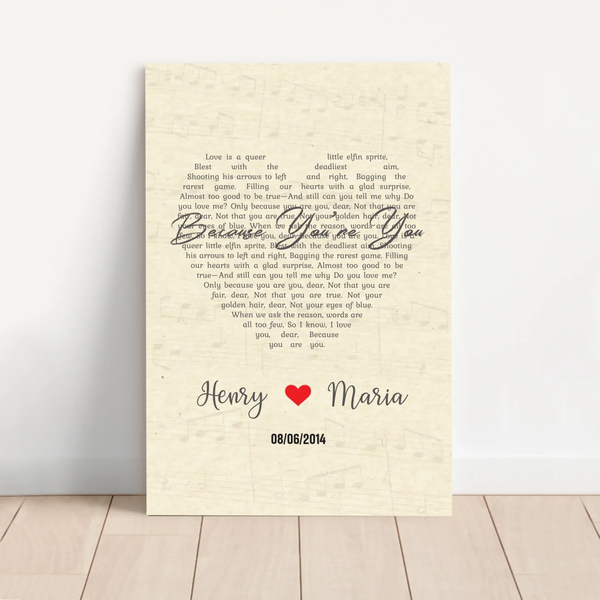 Personalized Canvas – Custom Heart-Shaped Song-Vertical