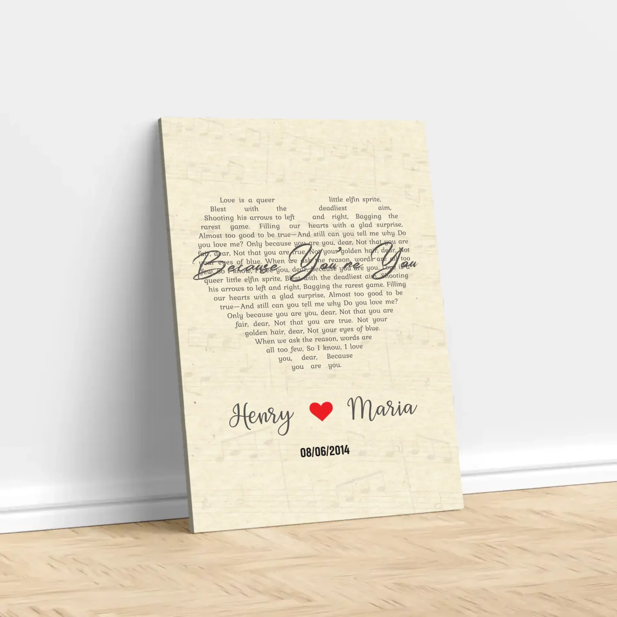Personalized Canvas – Custom Heart-Shaped Song-Vertical - Image 2