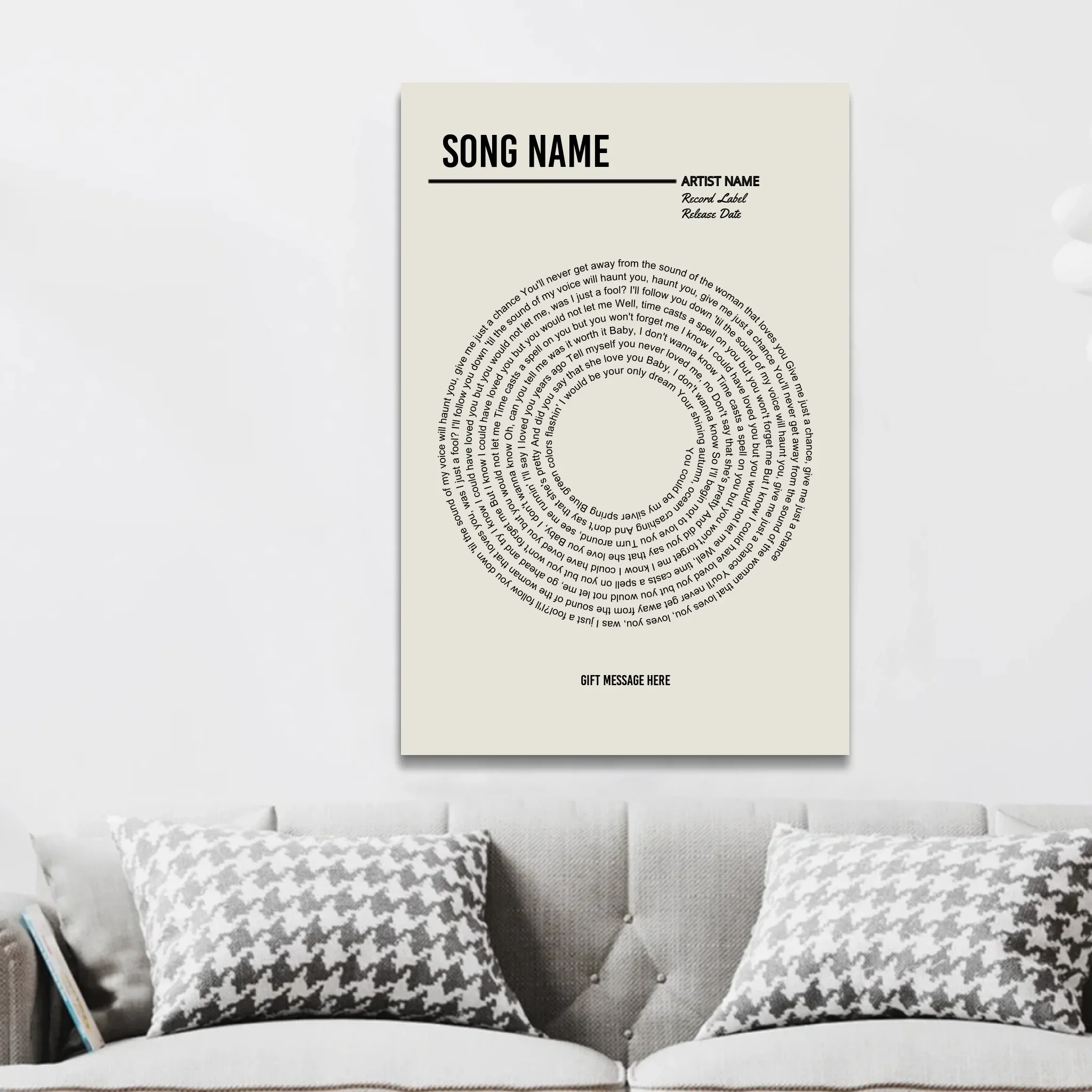 Personalized Canvas – Custom Vinyl Lyrics Print - Image 3