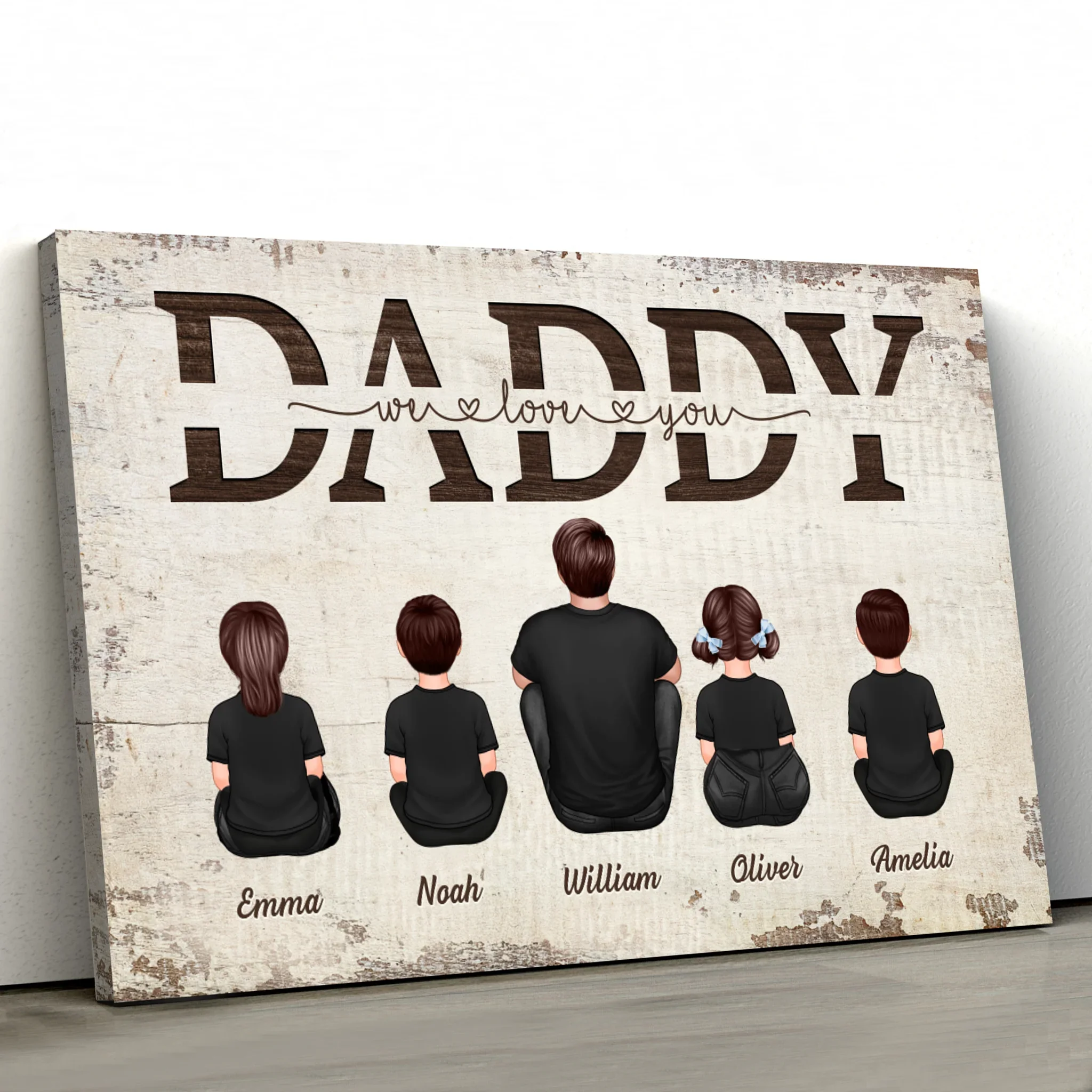 Personalized Canvas “Daddy, we love you – with family members” - Image 2