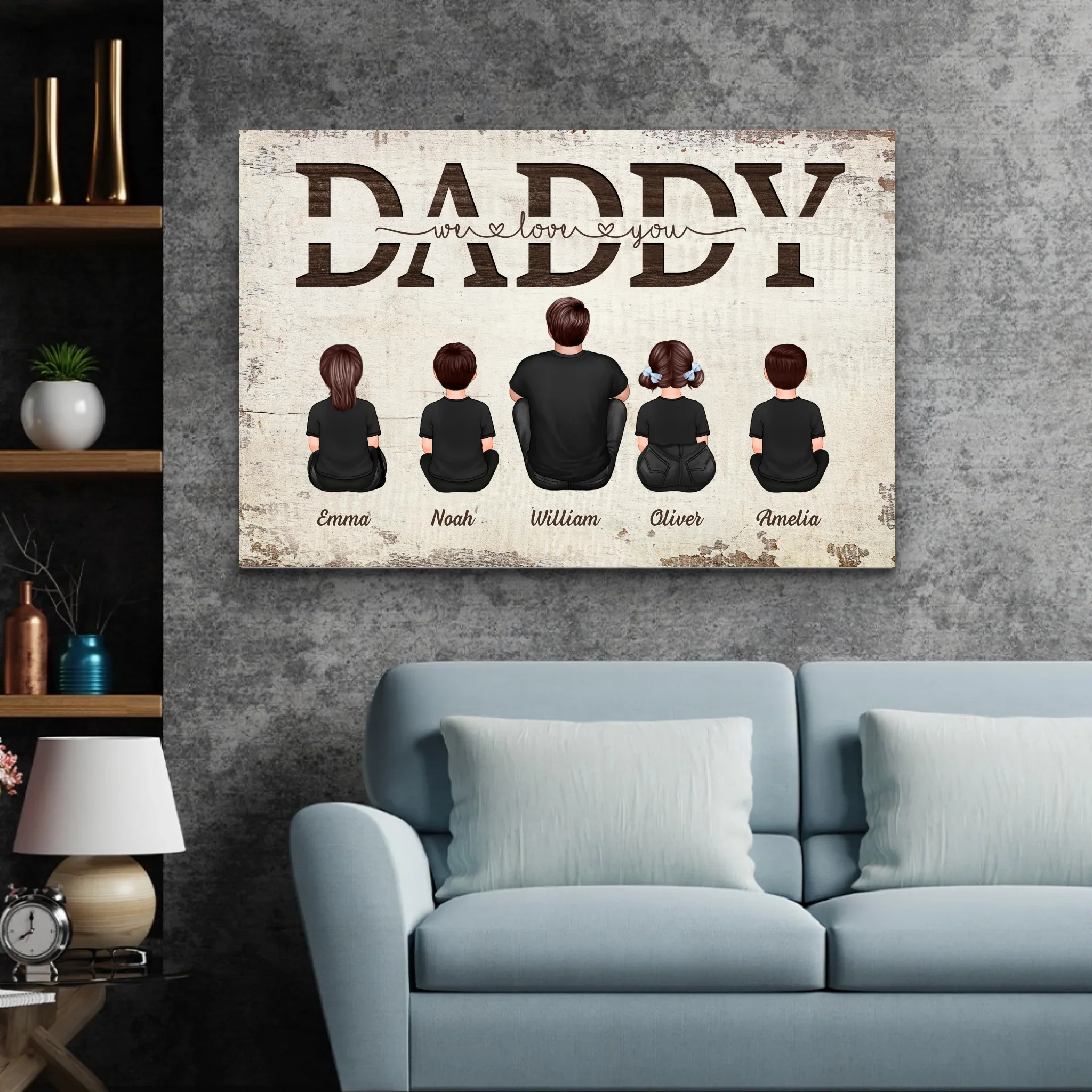 Personalized Canvas “Daddy, we love you – with family members” - Image 4