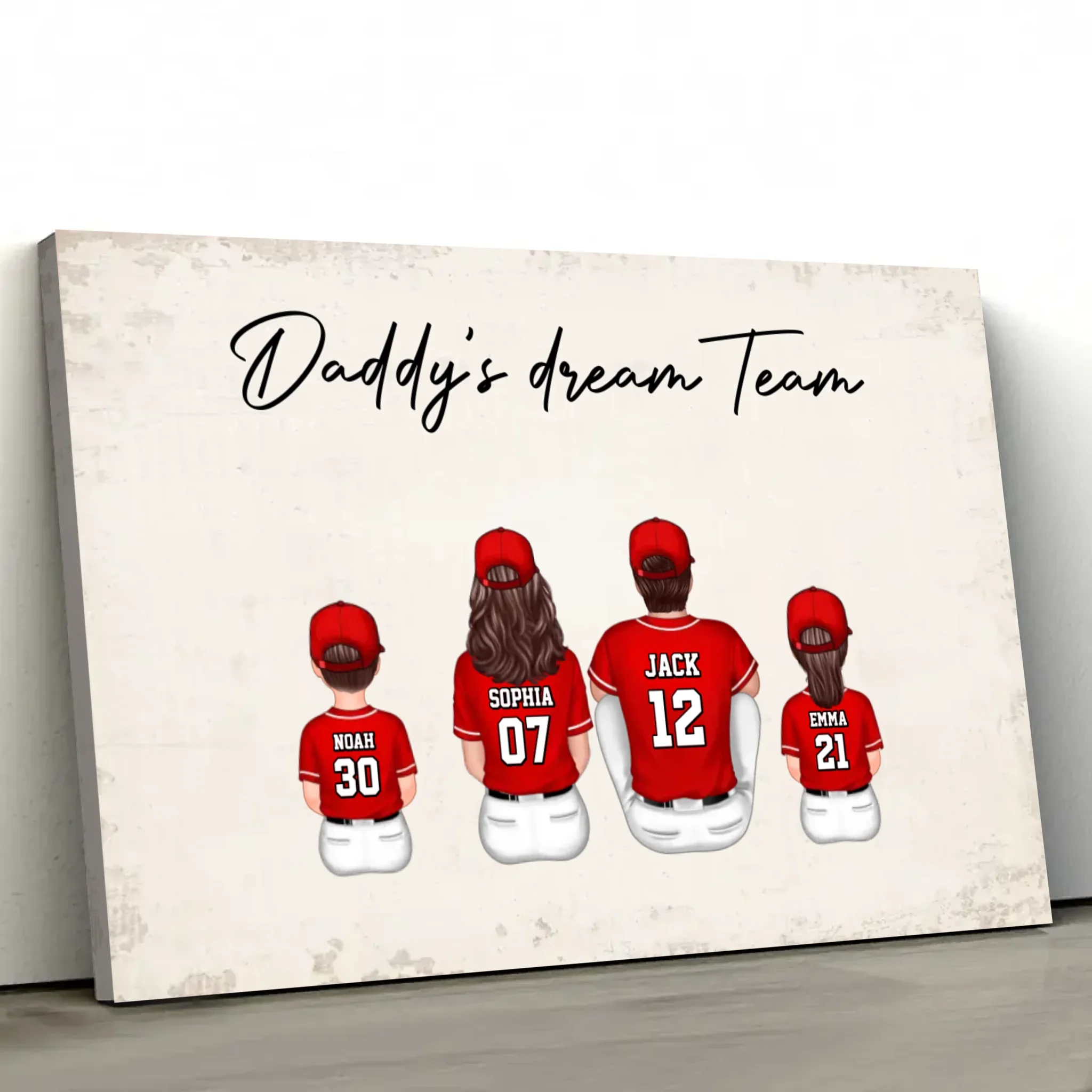 Personalized Canvas "Daddy's dream team – Baseball" - Image 2