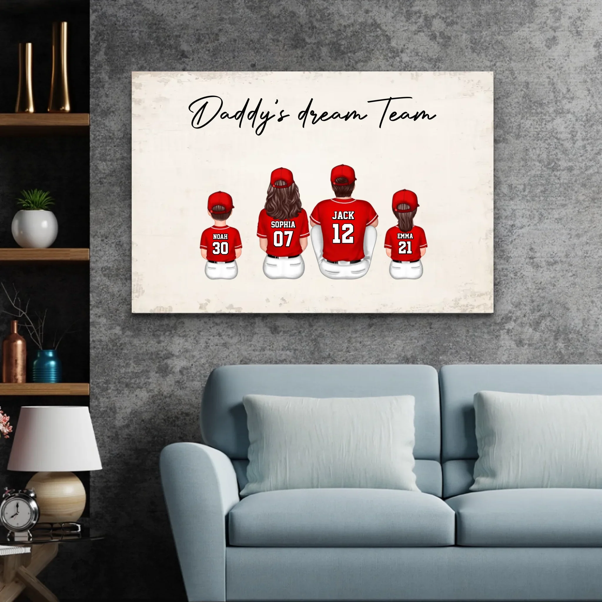 Personalized Canvas "Daddy's dream team – Baseball" - Image 4
