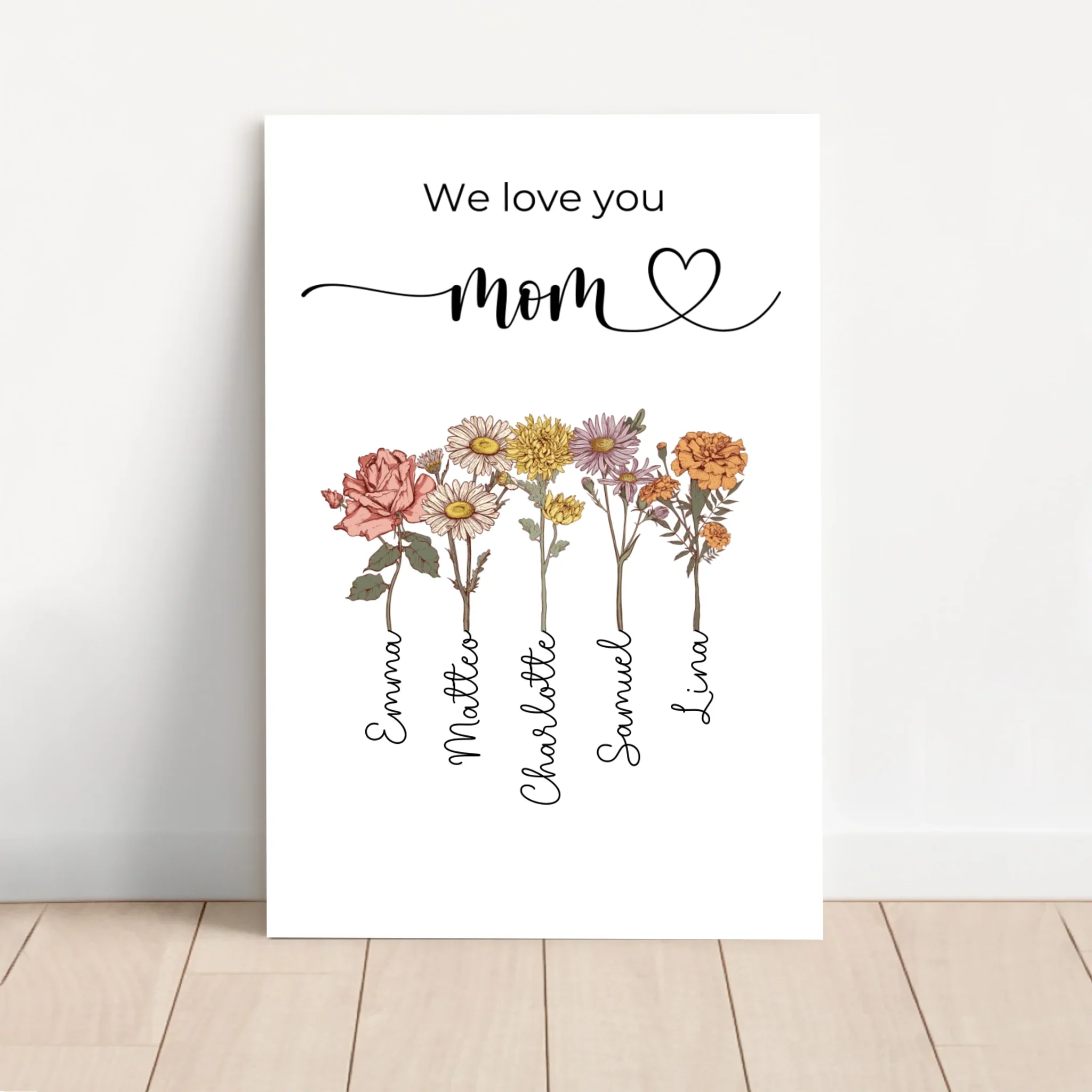 Personalized Canvas "Flowers For Mom - We love you"