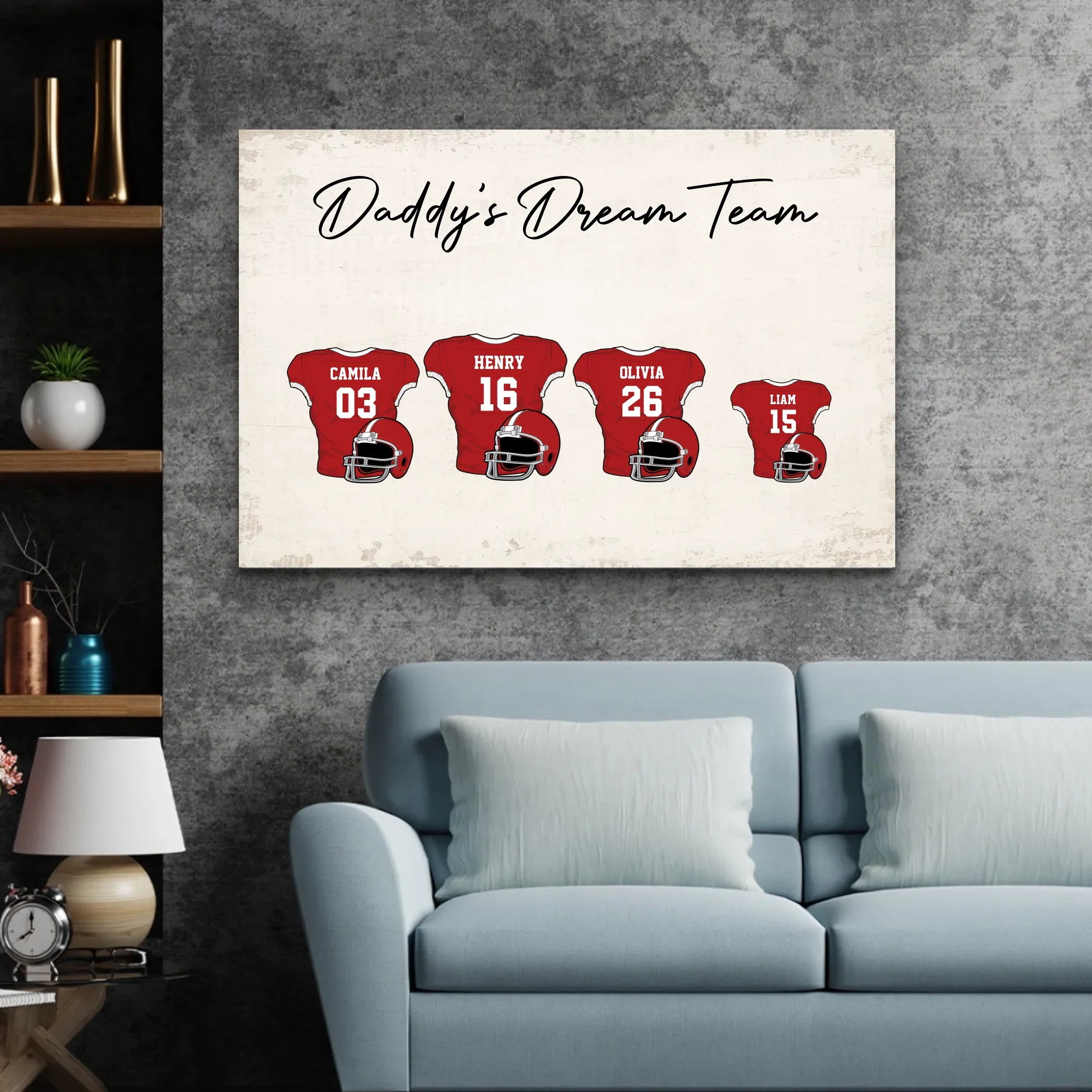 Personalized canvas “Dad's football team with customizable jerseys” - Image 4