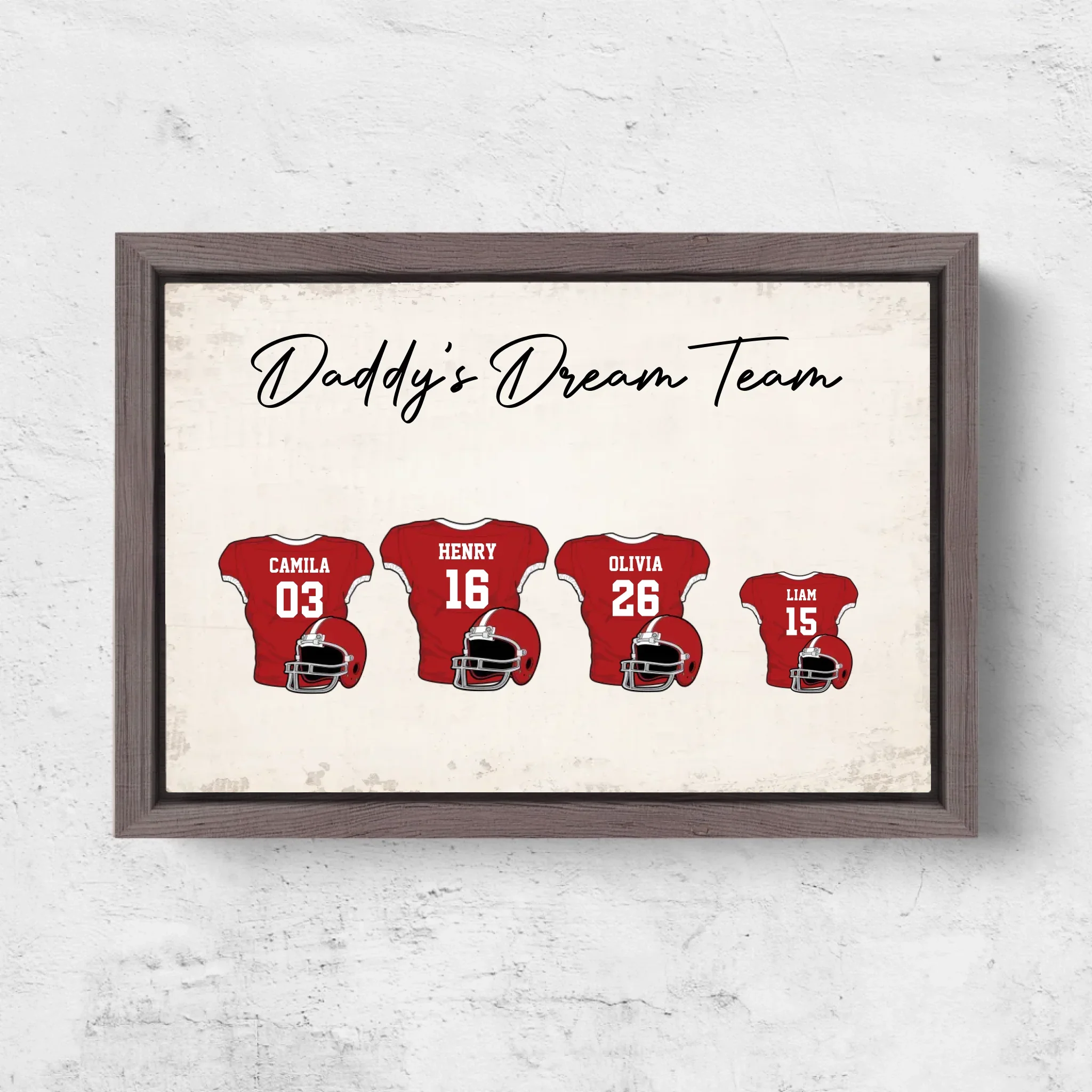 Personalized canvas “Dad's football team with customizable jerseys” - Image 6