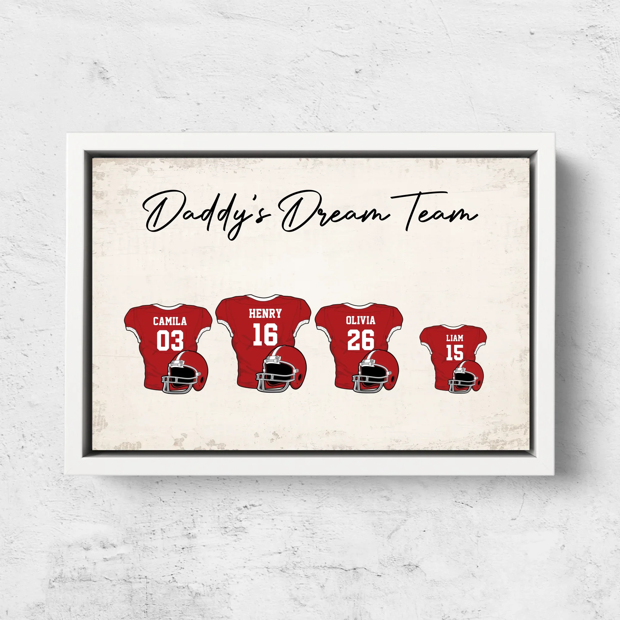 Personalized canvas “Dad's football team with customizable jerseys” - Image 7