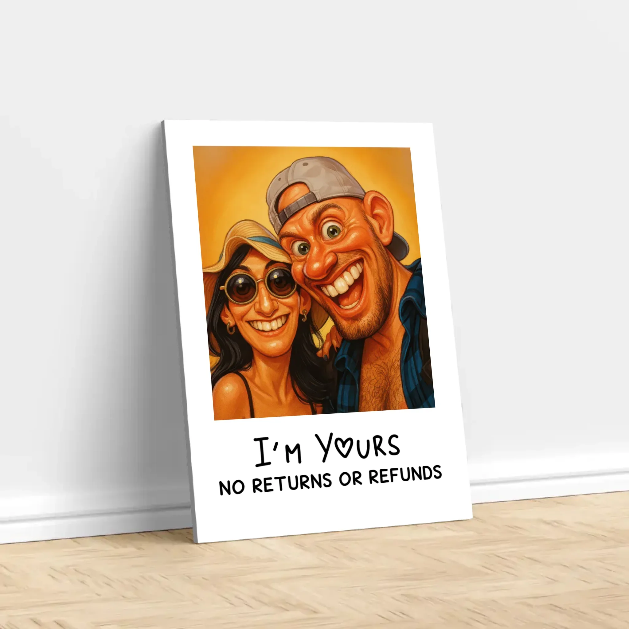 Personalized Canvas – Funny Couple Caricature Photo - Image 2