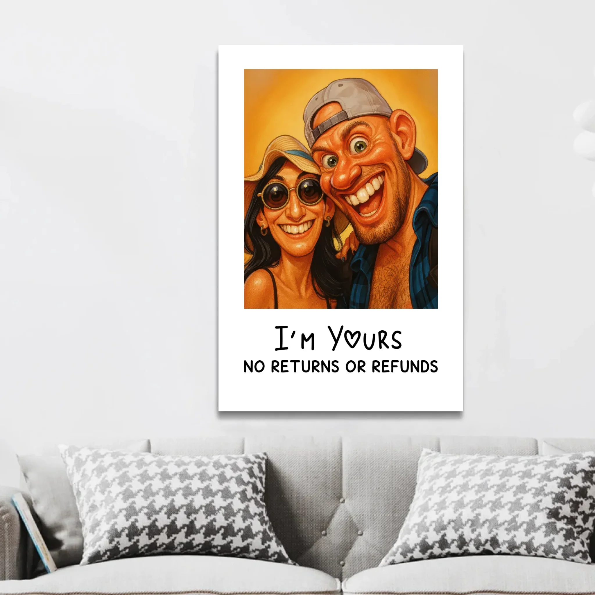 Personalized Canvas – Funny Couple Caricature Photo - Image 3