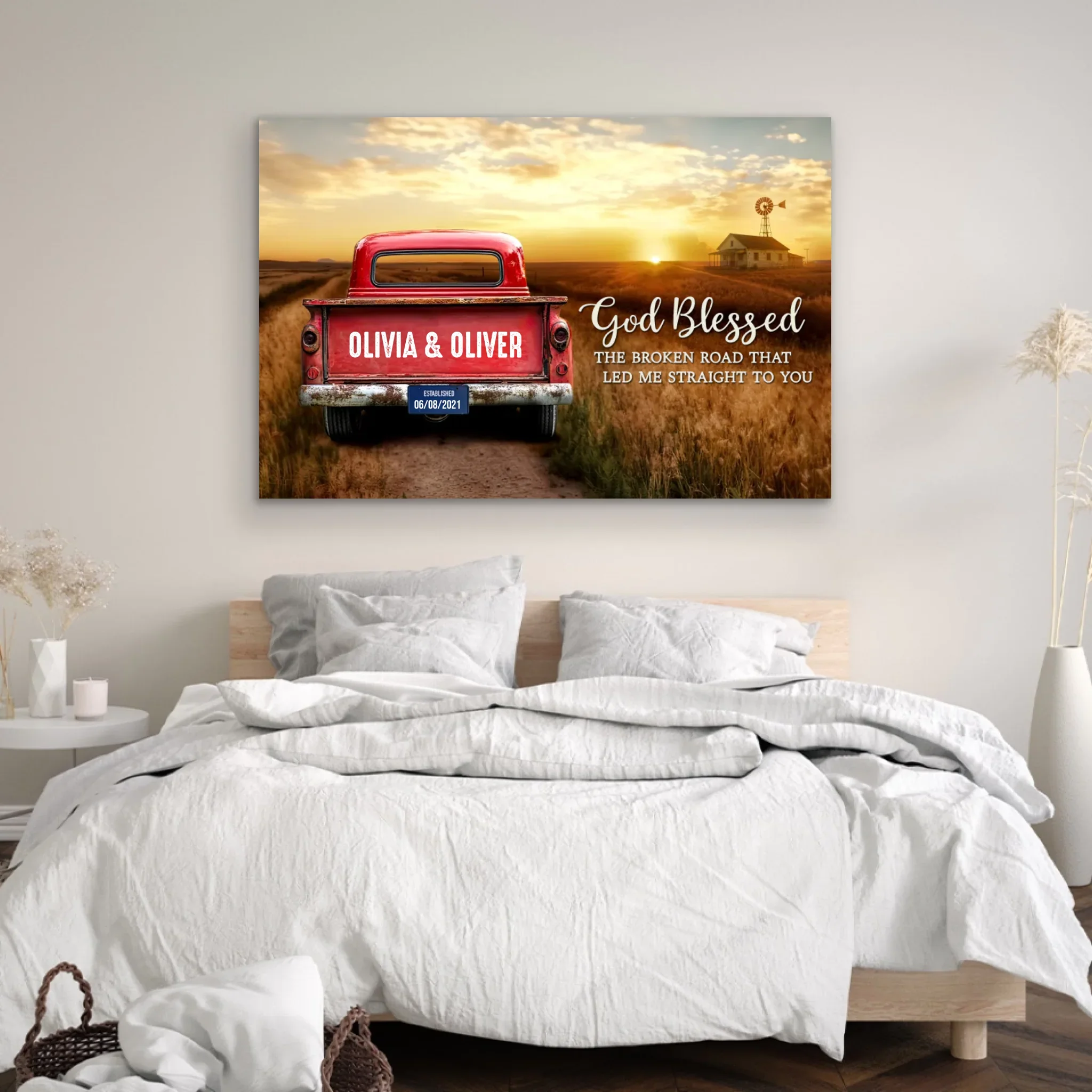 Personalized Canvas “God blessed the broken road” - Image 3