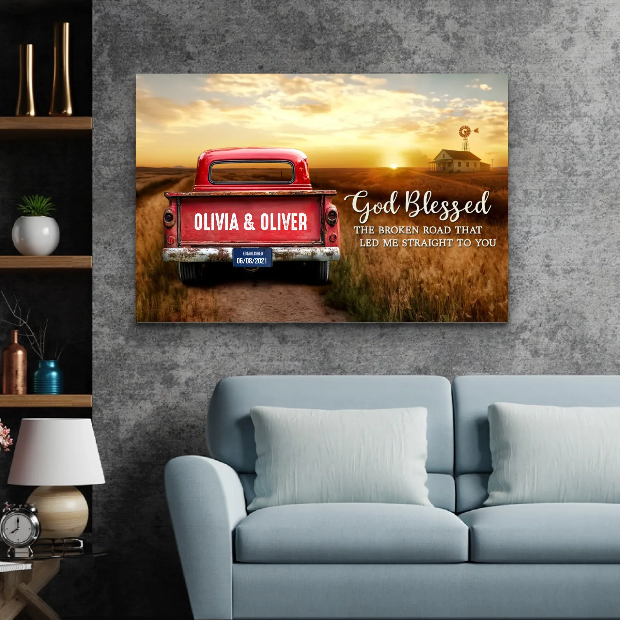 Personalized Canvas “God blessed the broken road” - Image 4
