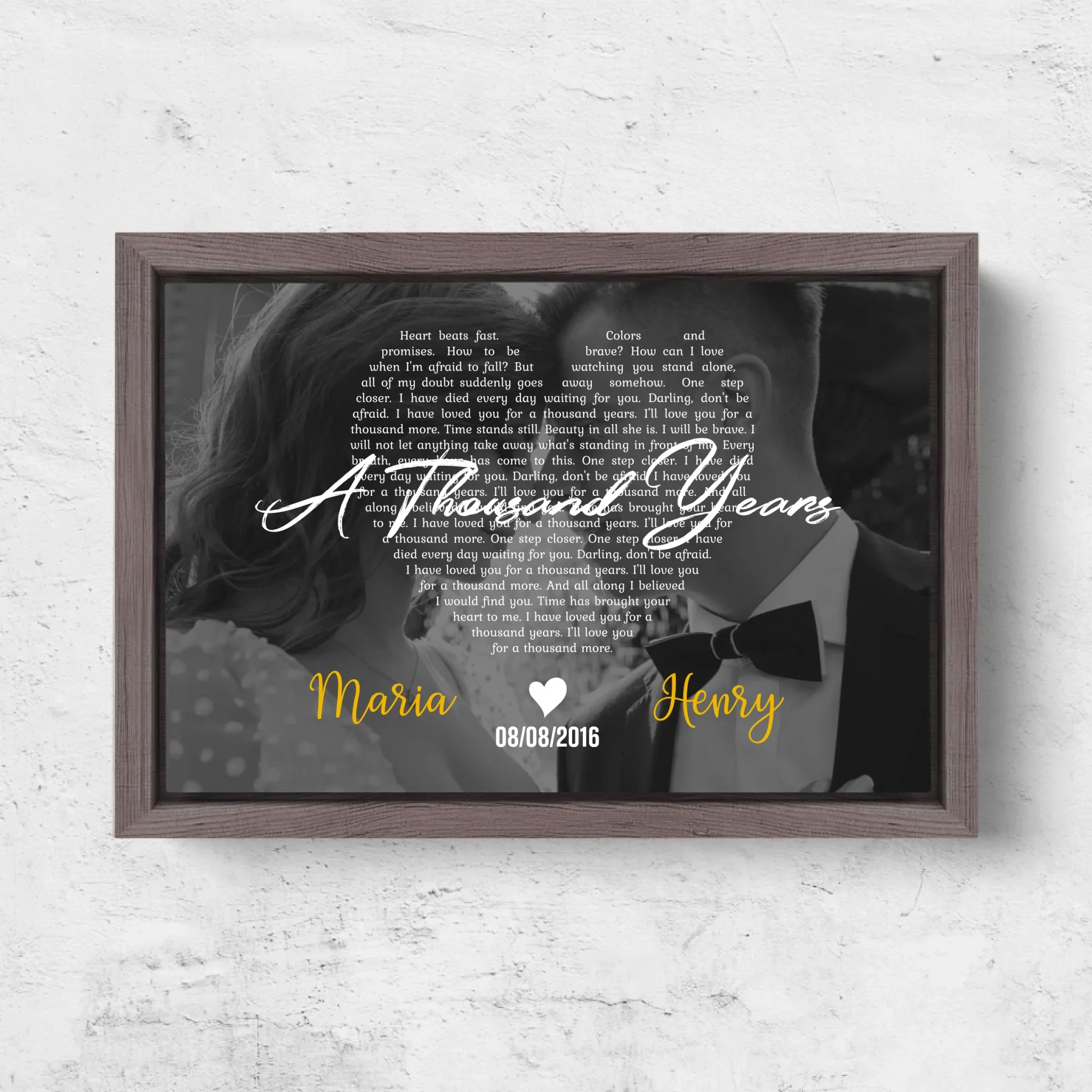 Personalized Canvas – Heart-Shaped B&W Song Lyrics - Image 6