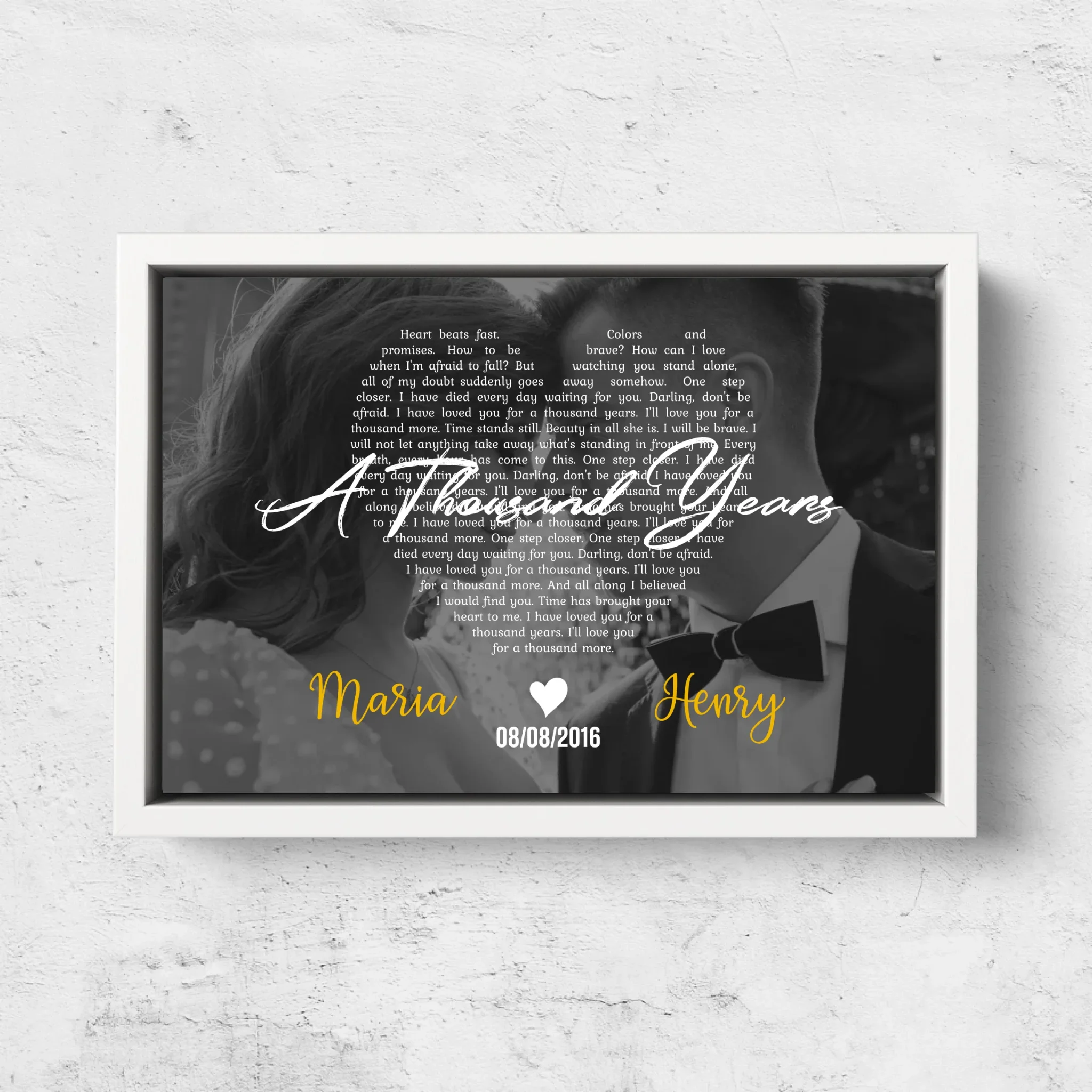 Personalized Canvas – Heart-Shaped B&W Song Lyrics - Image 7