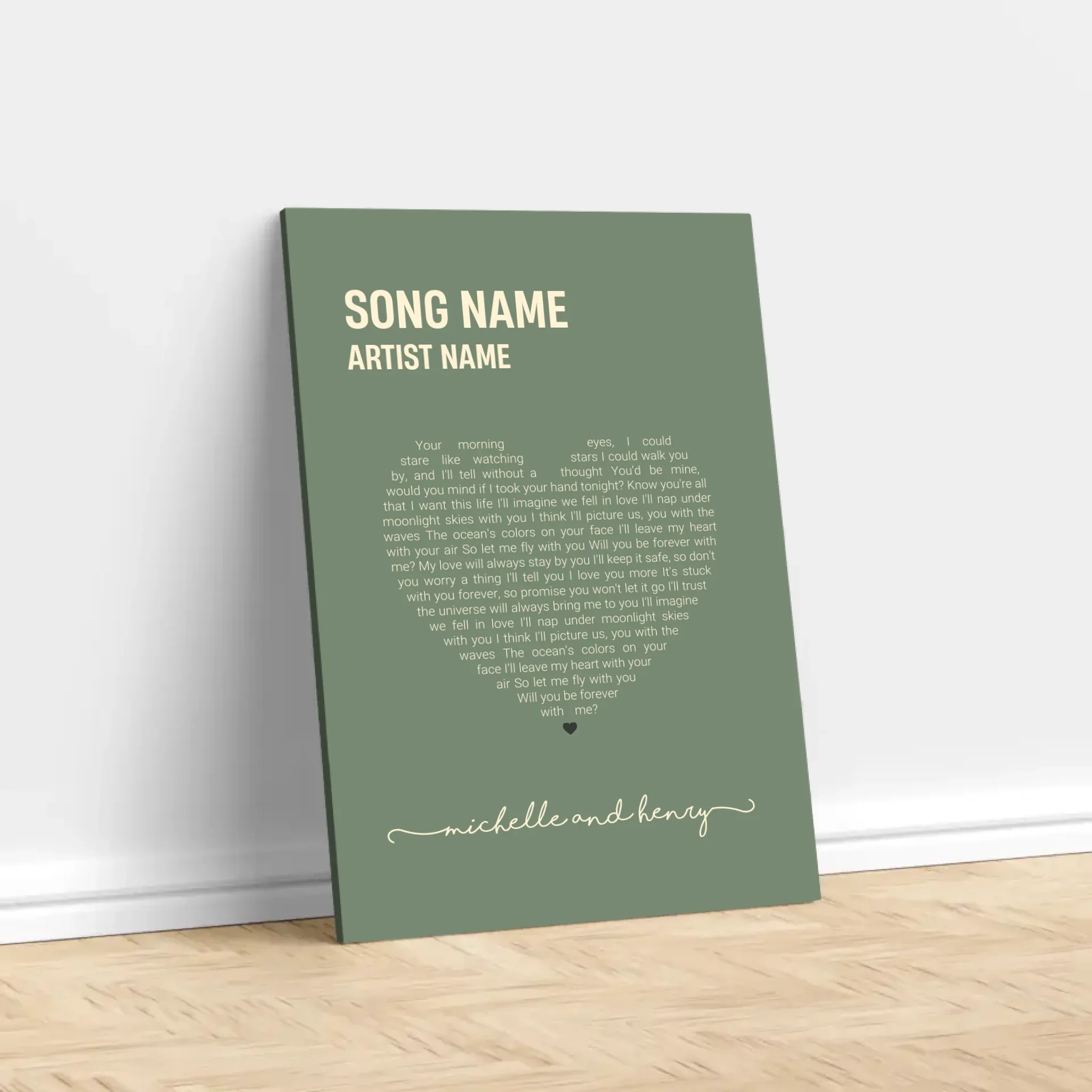 Personalized Canvas – Heart-Shaped Song Lyrics - Image 2