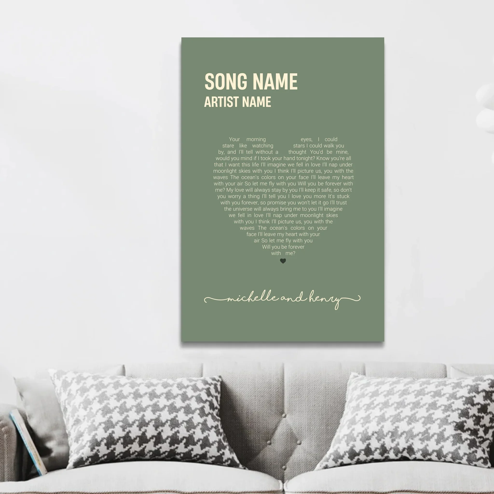 Personalized Canvas – Heart-Shaped Song Lyrics - Image 3