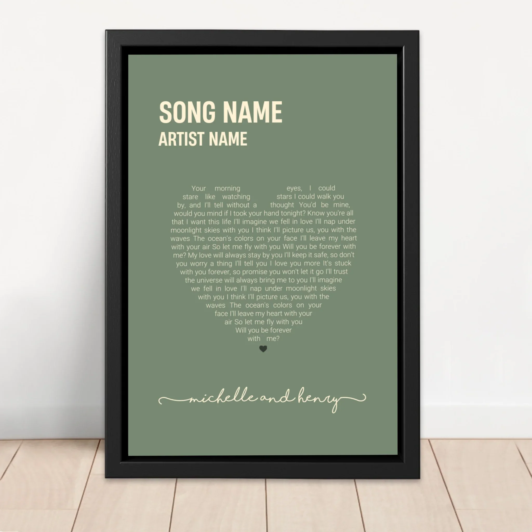 Personalized Canvas – Heart-Shaped Song Lyrics - Image 4