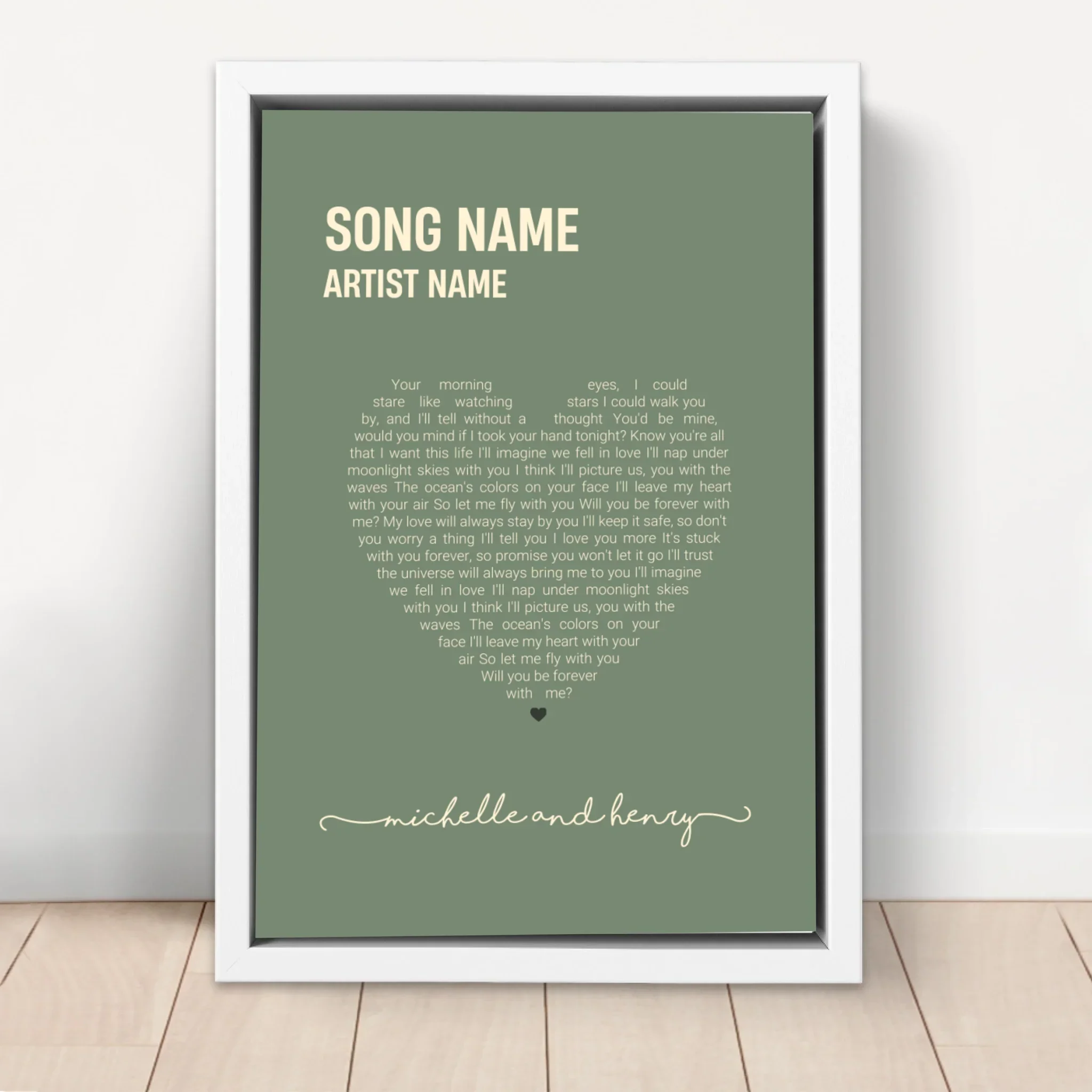 Personalized Canvas – Heart-Shaped Song Lyrics - Image 6