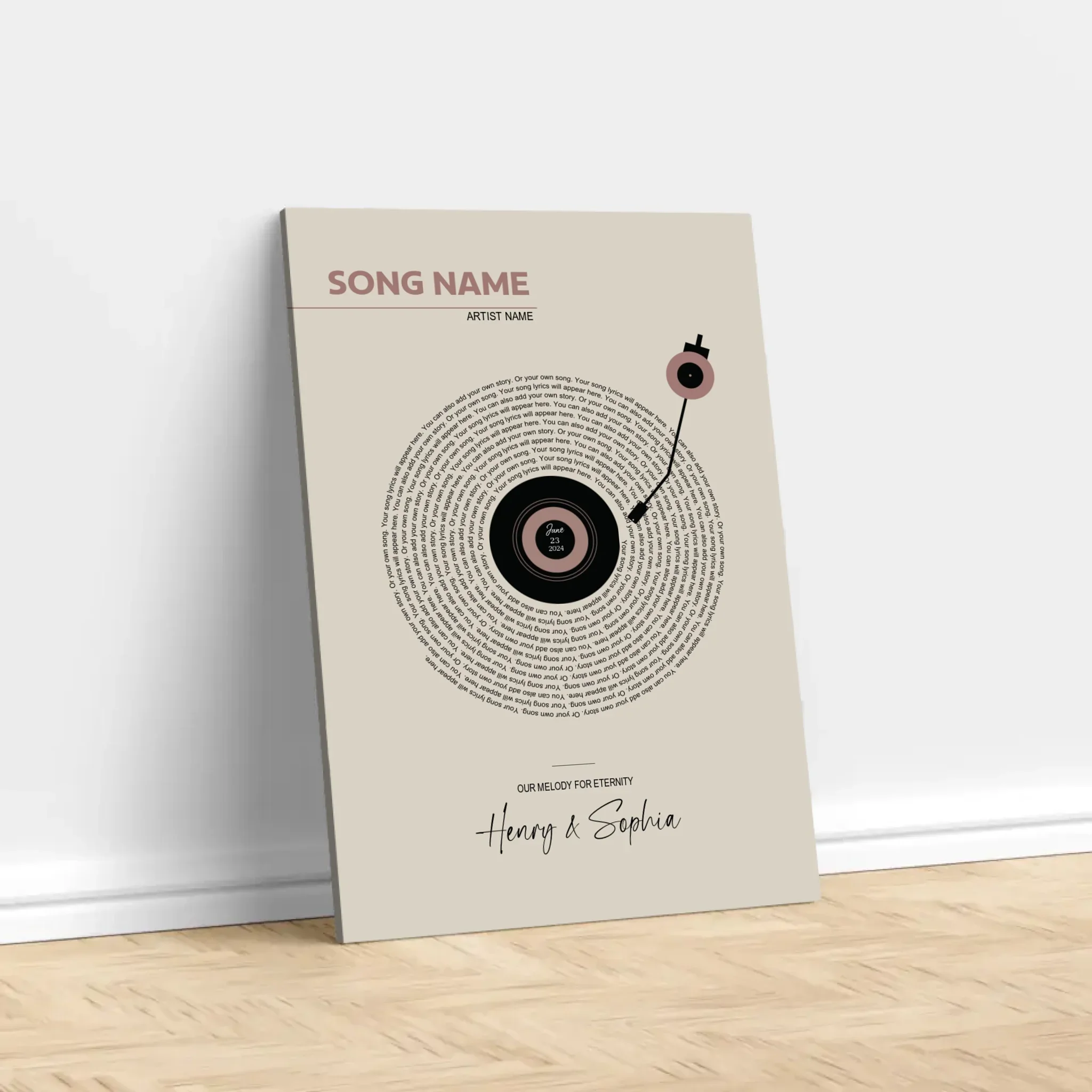 Personalized Canvas – Retro Vinyl Song Lyrics - Image 2