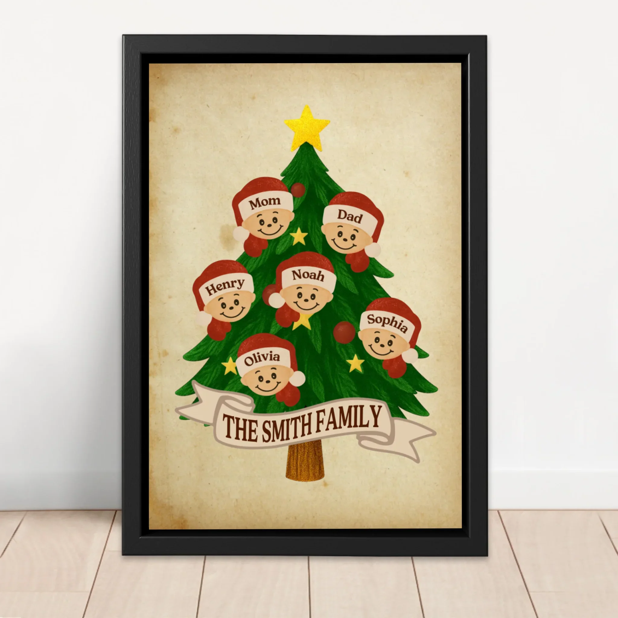 Personalized Canvas – Santa Family Name Tree - Image 4