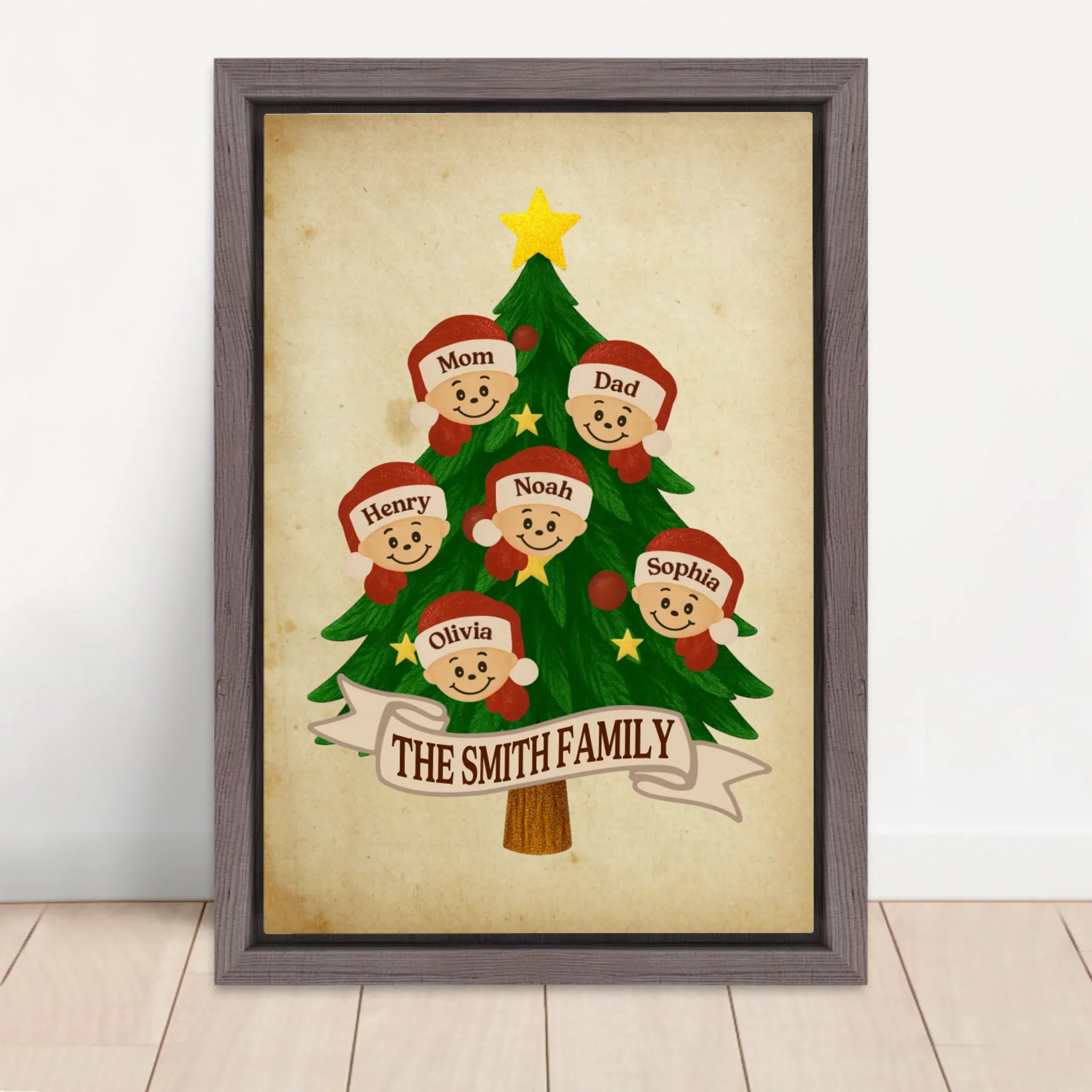 Personalized Canvas – Santa Family Name Tree - Image 5