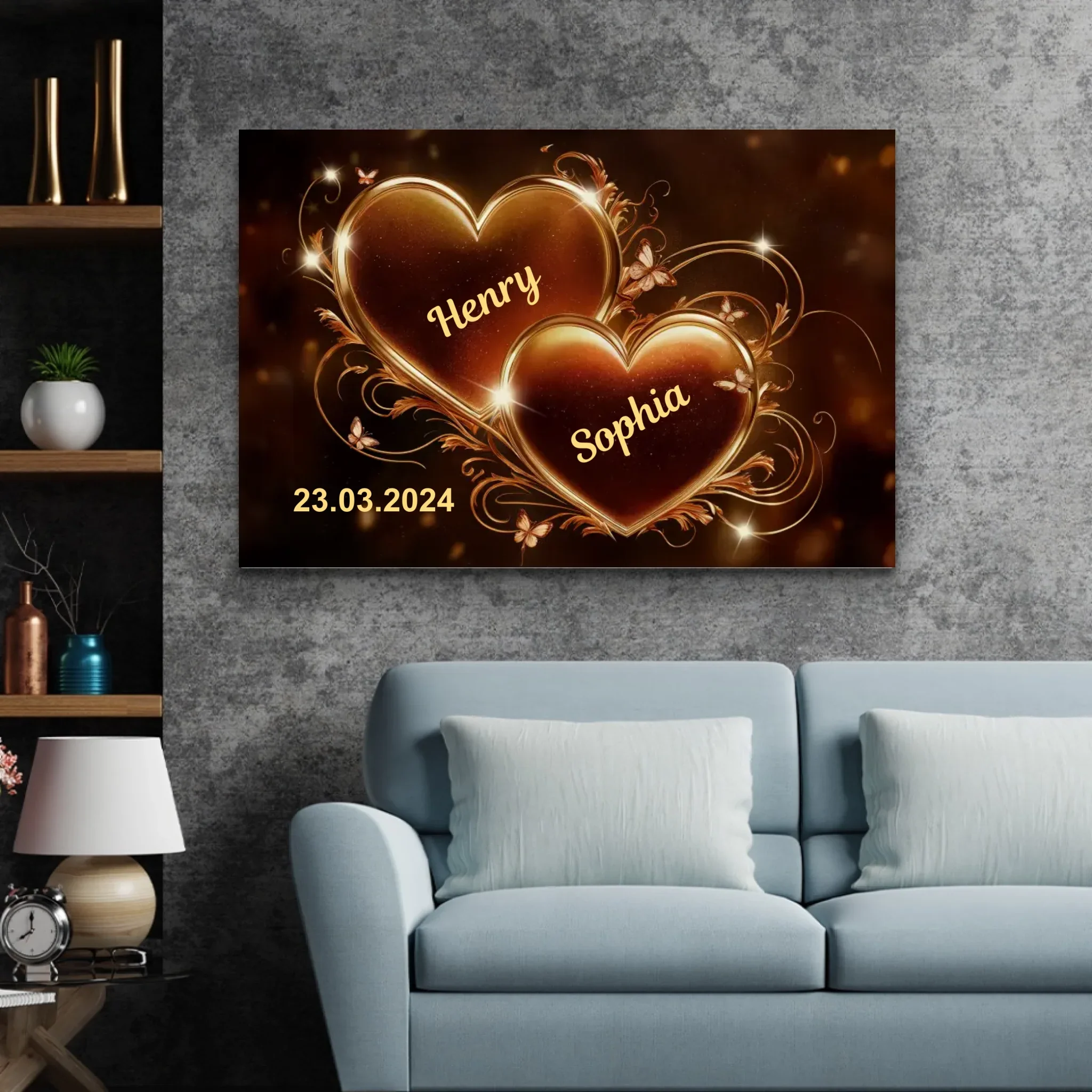 Personalized canvas “Sparkling hearts” - Image 4