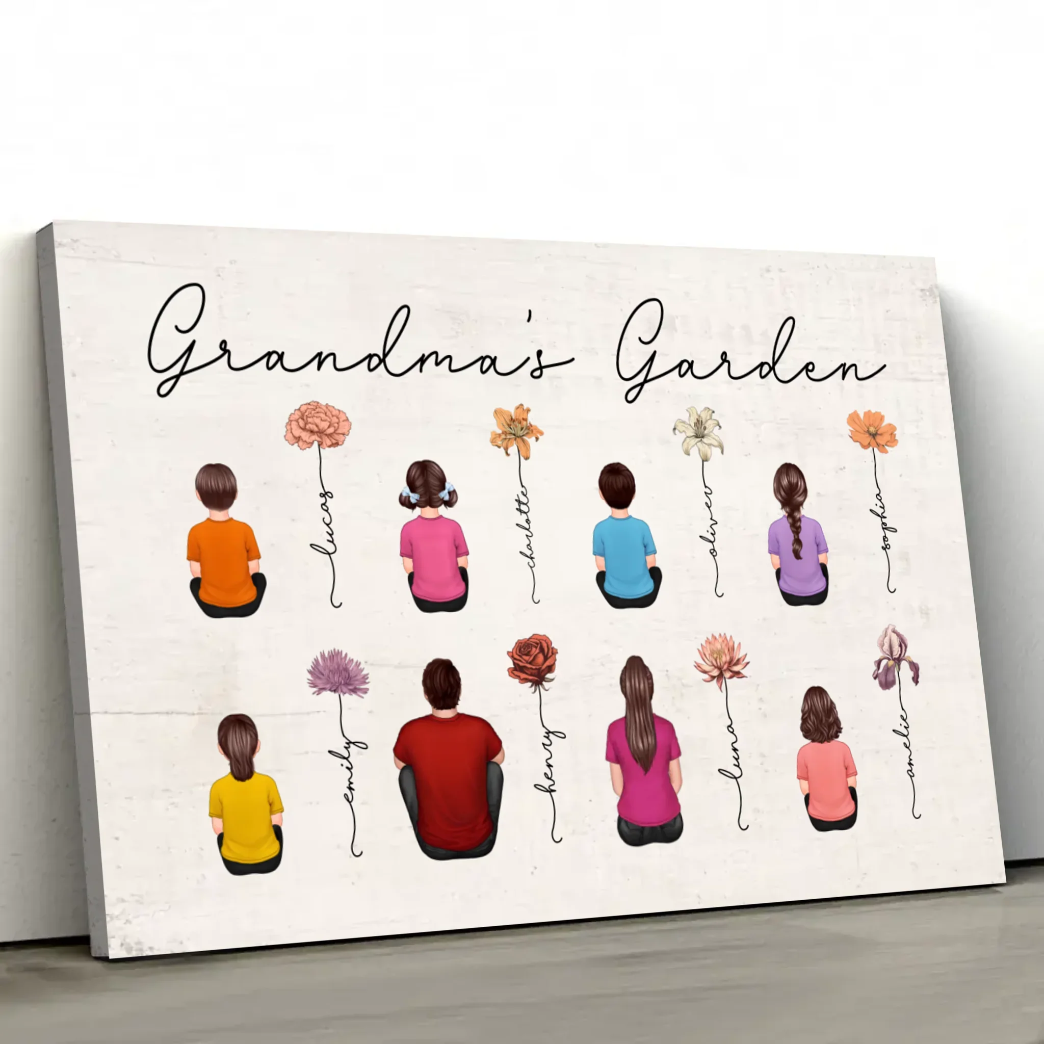 Personalized Canvas – Vintage Birth Month Flowers Garden - Image 2