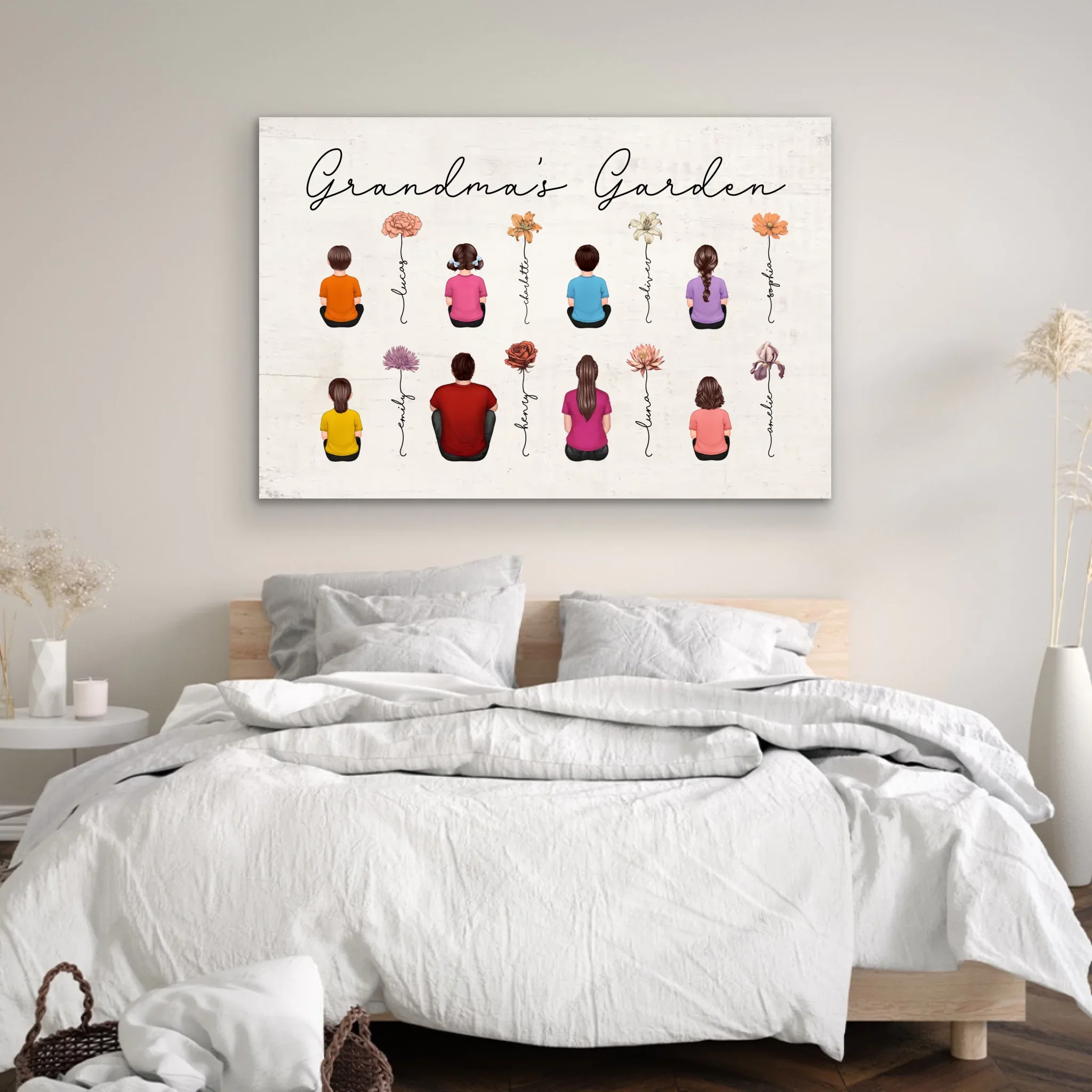 Personalized Canvas – Vintage Birth Month Flowers Garden - Image 3