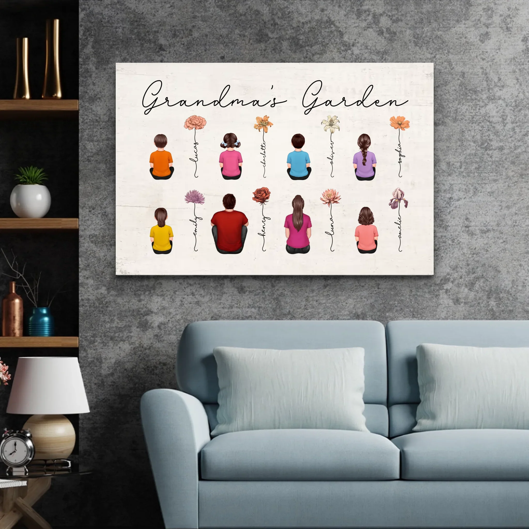 Personalized Canvas – Vintage Birth Month Flowers Garden - Image 4