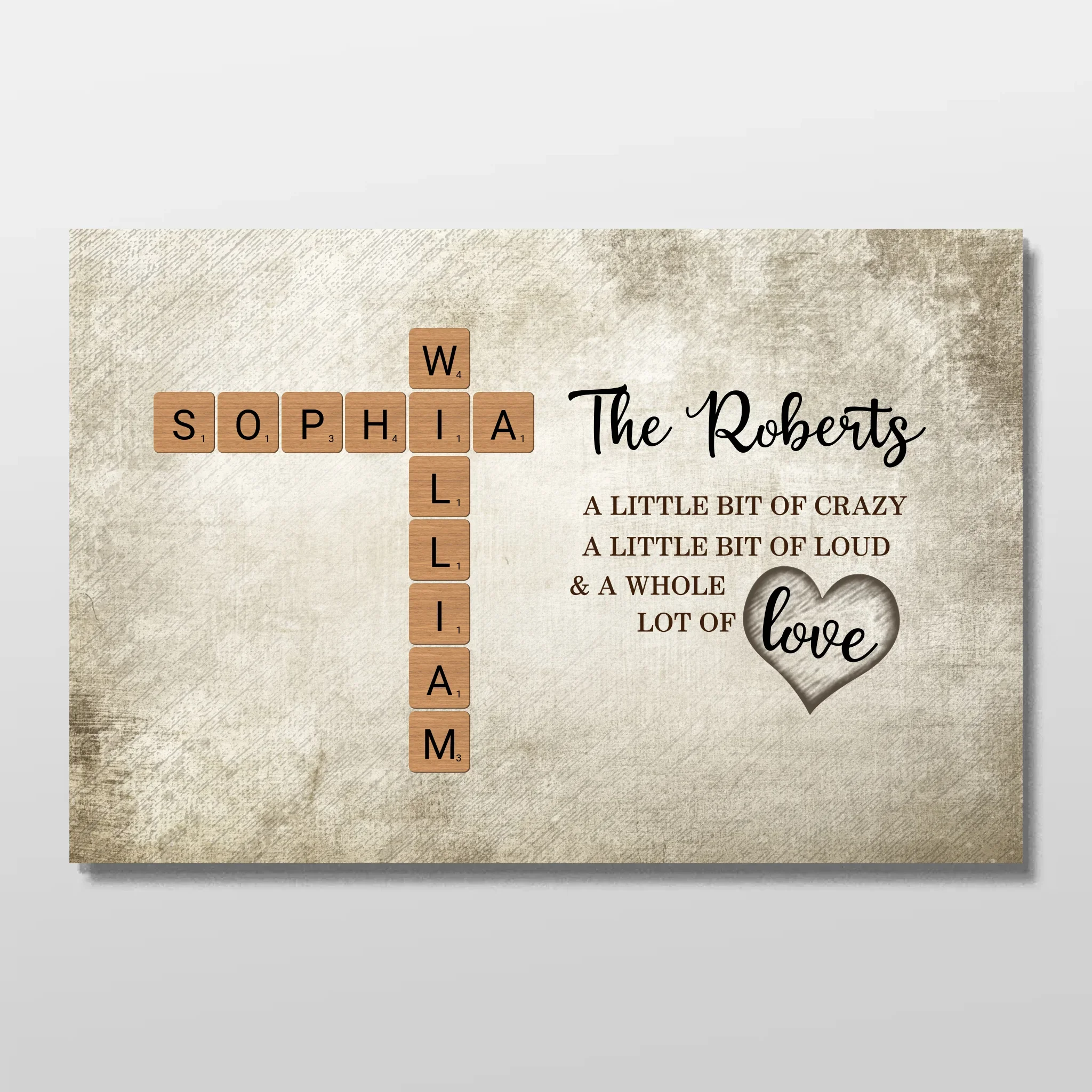 Personalized Poster "A little bit of crazy, a little bit of loud and a hole lot of love - Crossword Art"