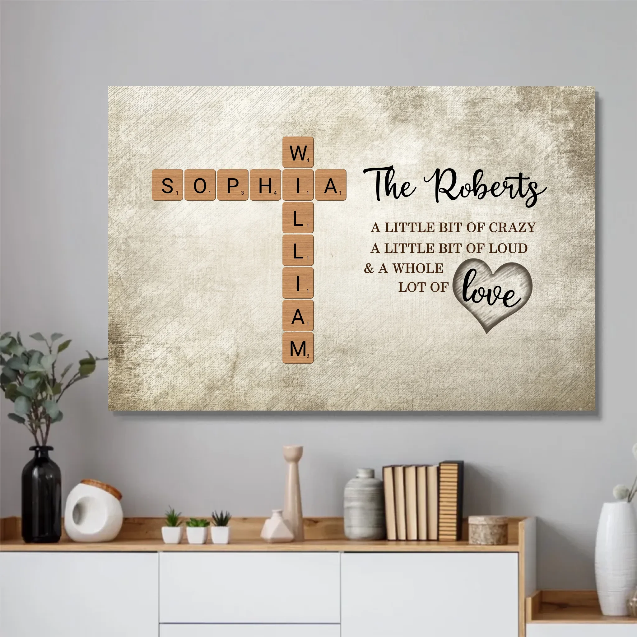 Personalized Poster "A little bit of crazy, a little bit of loud and a hole lot of love - Crossword Art" - Image 2