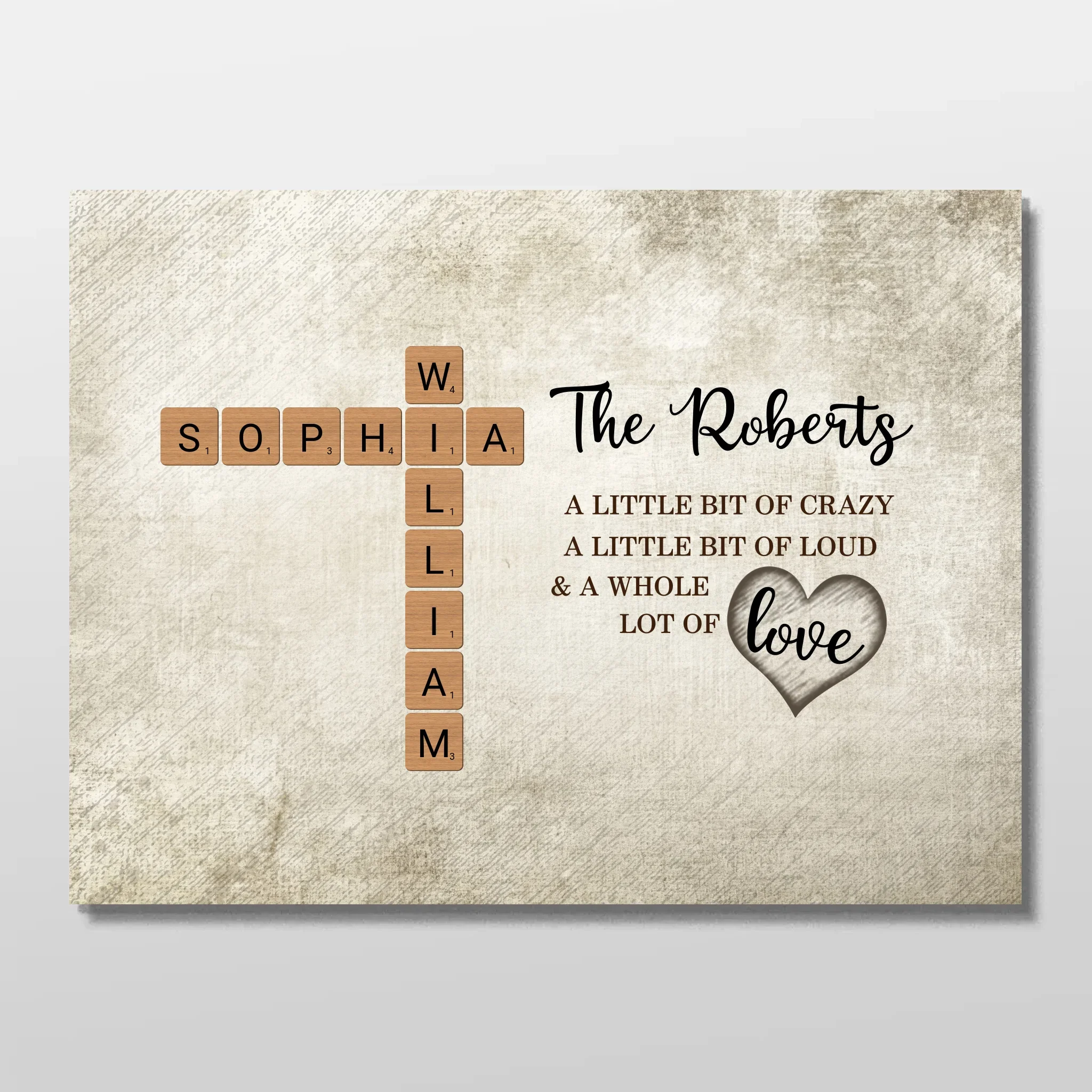 Personalized Poster "A little bit of crazy, a little bit of loud and a hole lot of love - Crossword Art" - Image 3