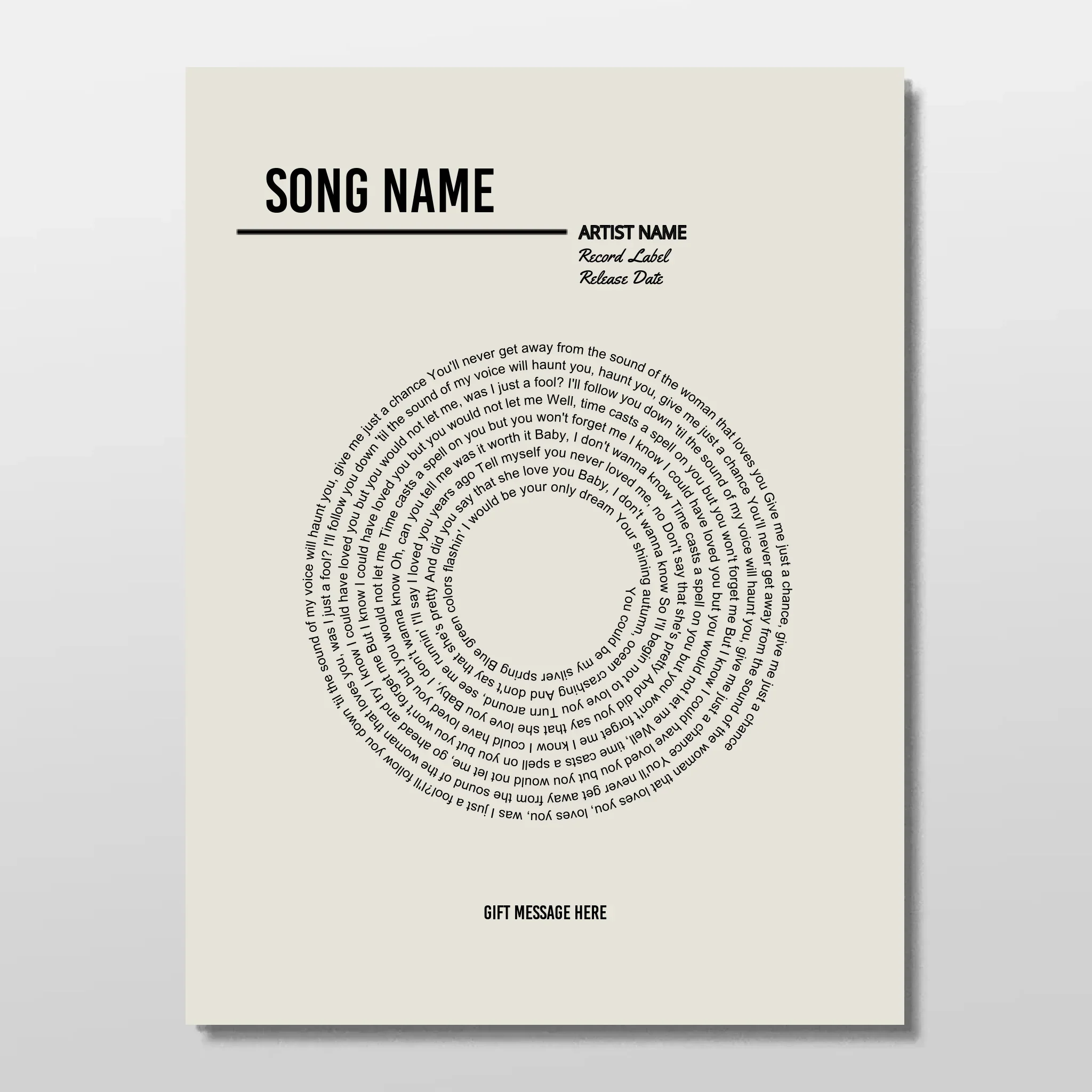 Personalized Poster – Custom Vinyl Lyrics Print - Image 3