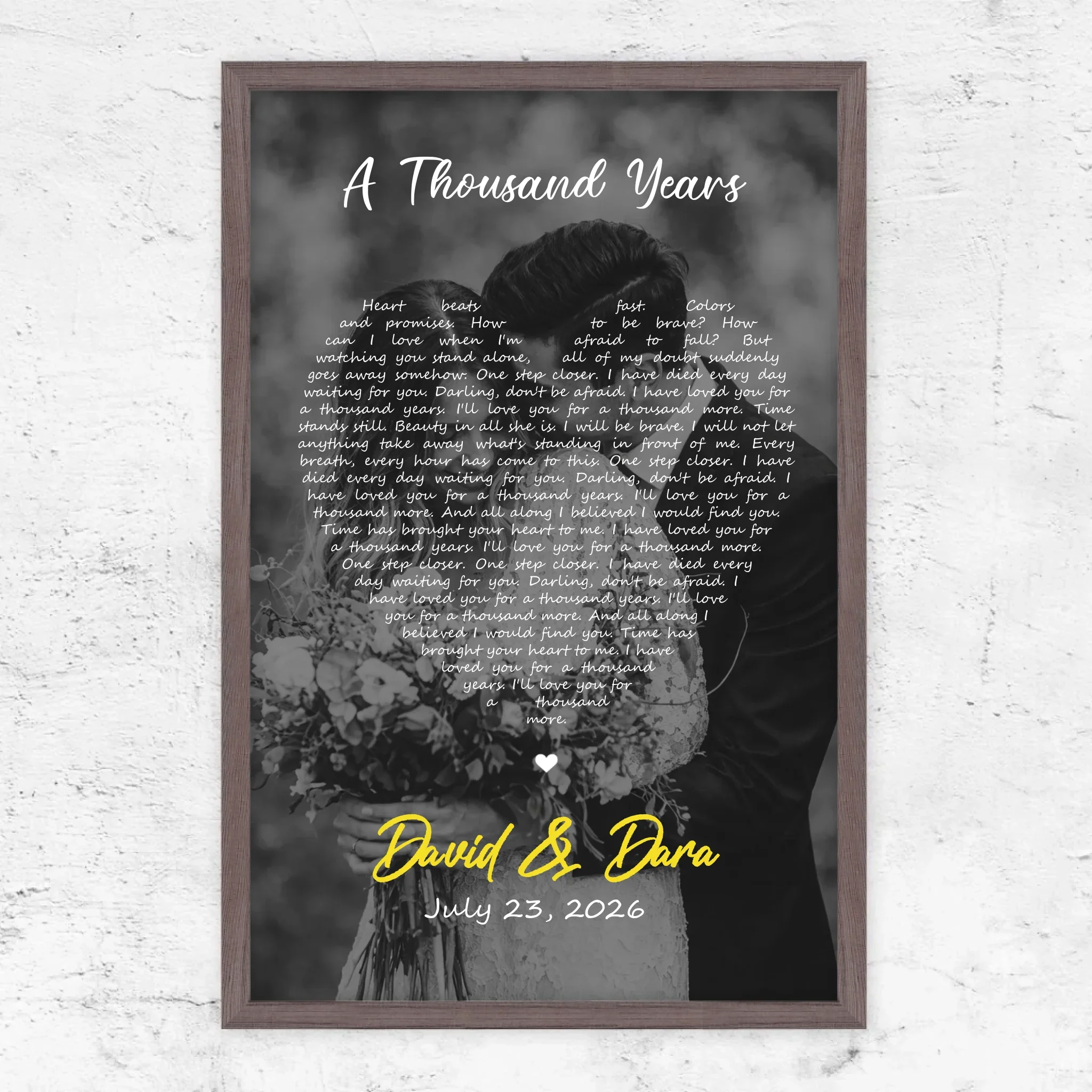 Personalized Poster – Heart-Shaped B&W Song Lyrics-Vertical - Image 7