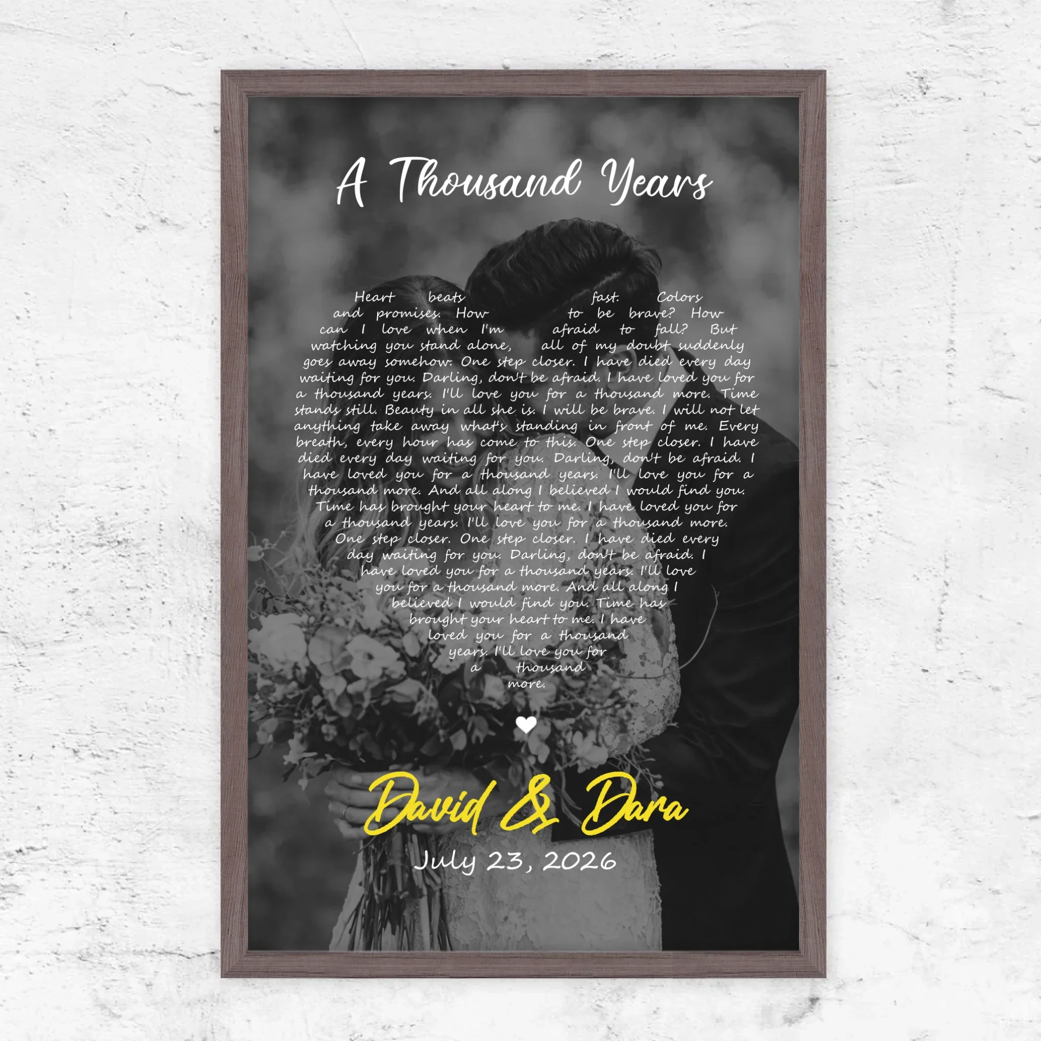 Personalized Poster – Heart-Shaped B&W Song Lyrics-Vertical - Image 8