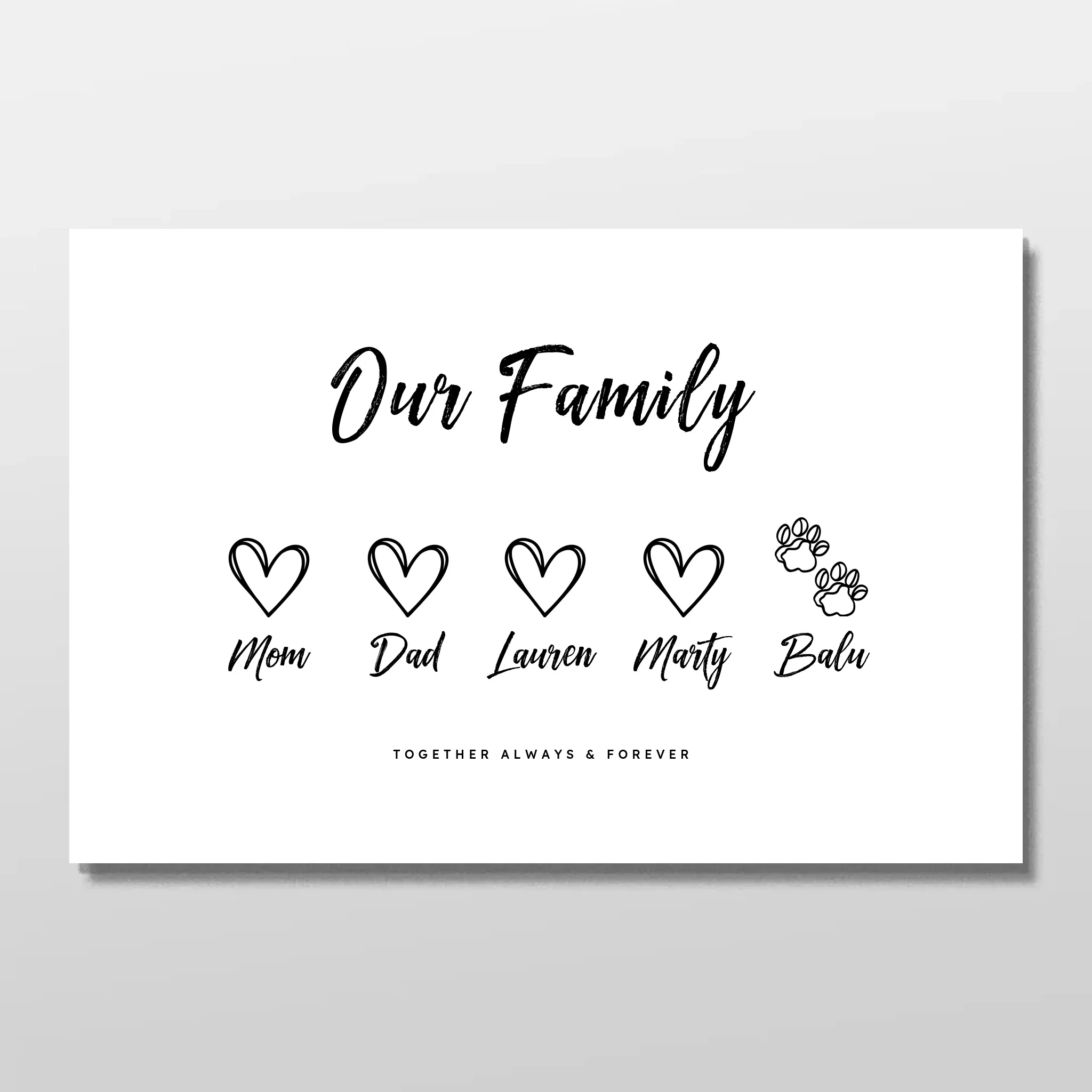 Personalized Poster – Our Family With A Love Heart