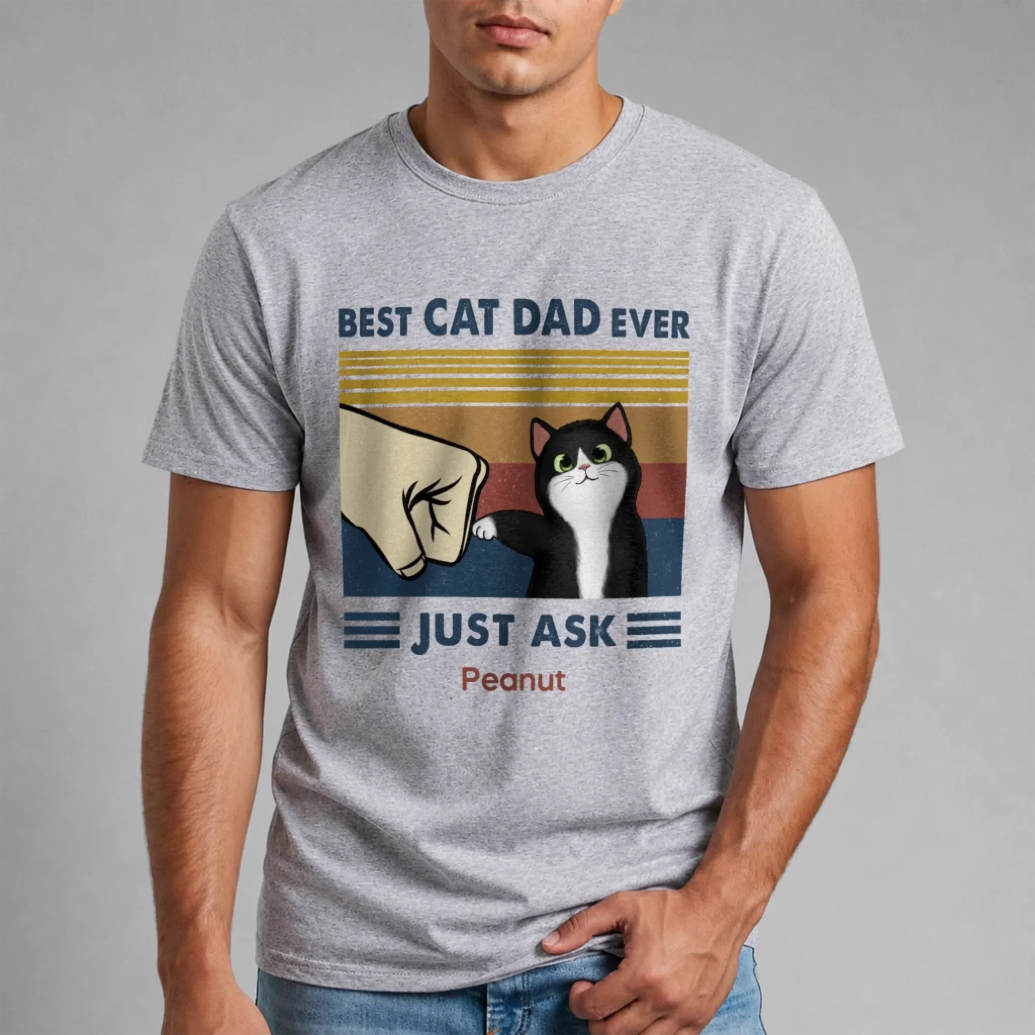 Personalized T-Shirt – Best Cat Dad Fist Bump - Image 2