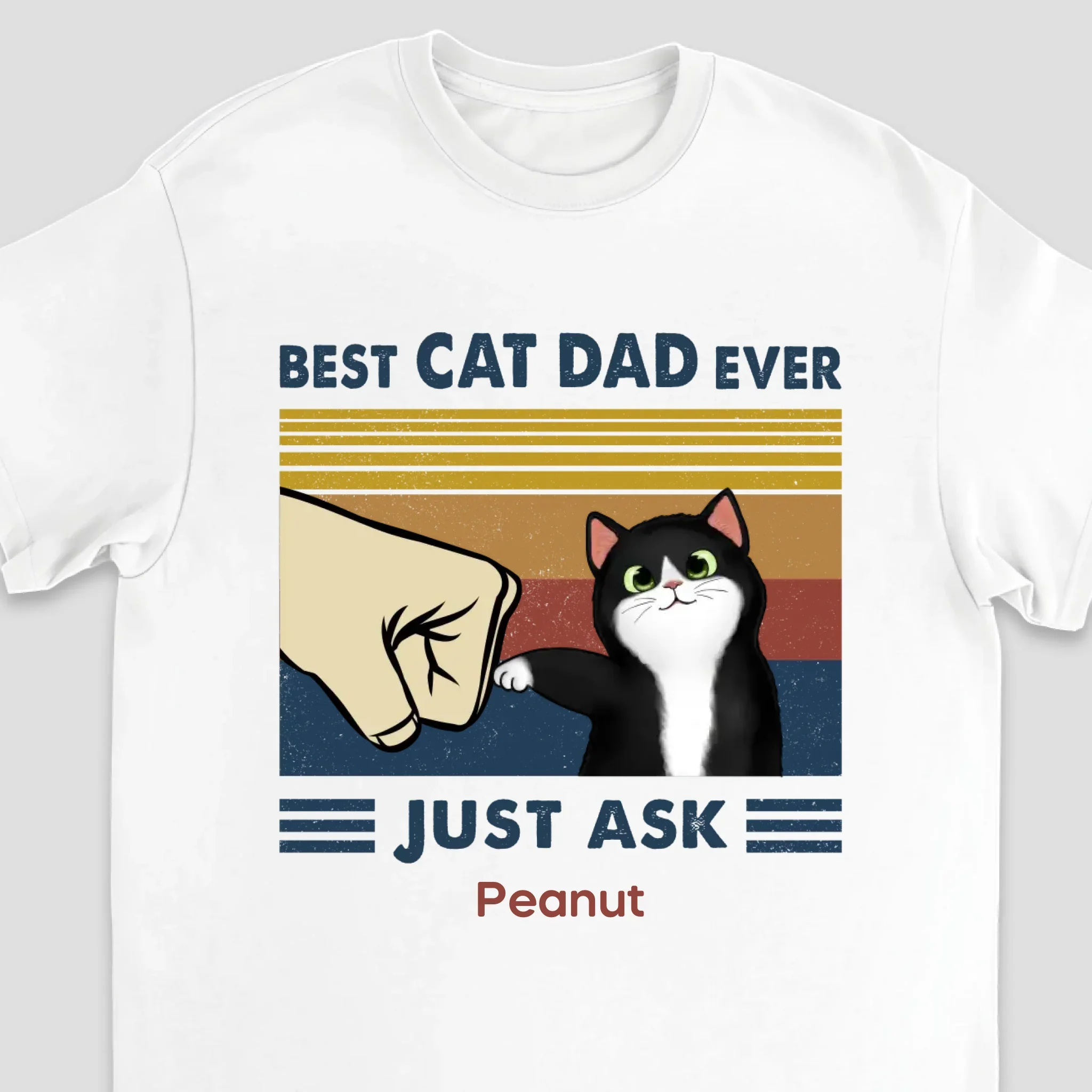Personalized T-Shirt – Best Cat Dad Fist Bump - Image 4